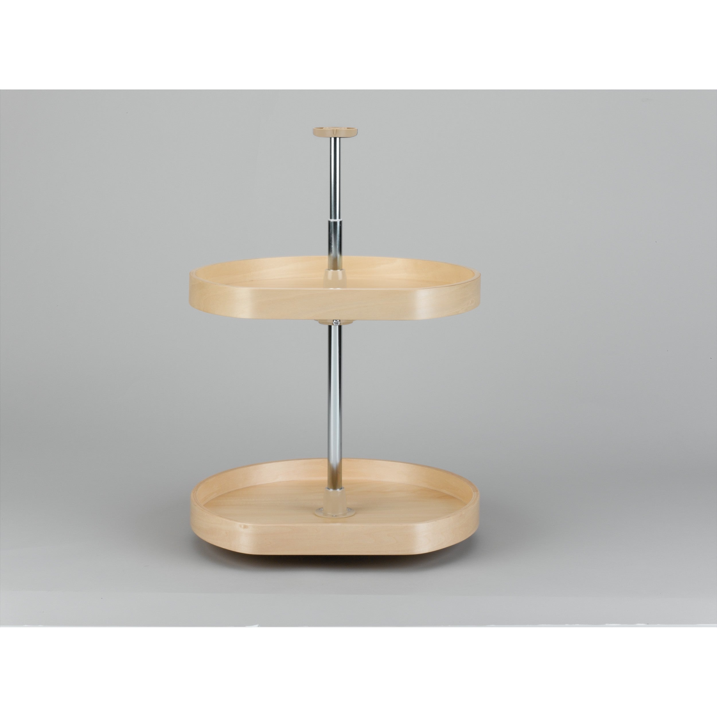 20 in Banded Wood D-Shape Lazy Susans 2-Shelf Natural  20 in (508 mm) W x 20 in (508 mm) D x 26 in (660 mm) H