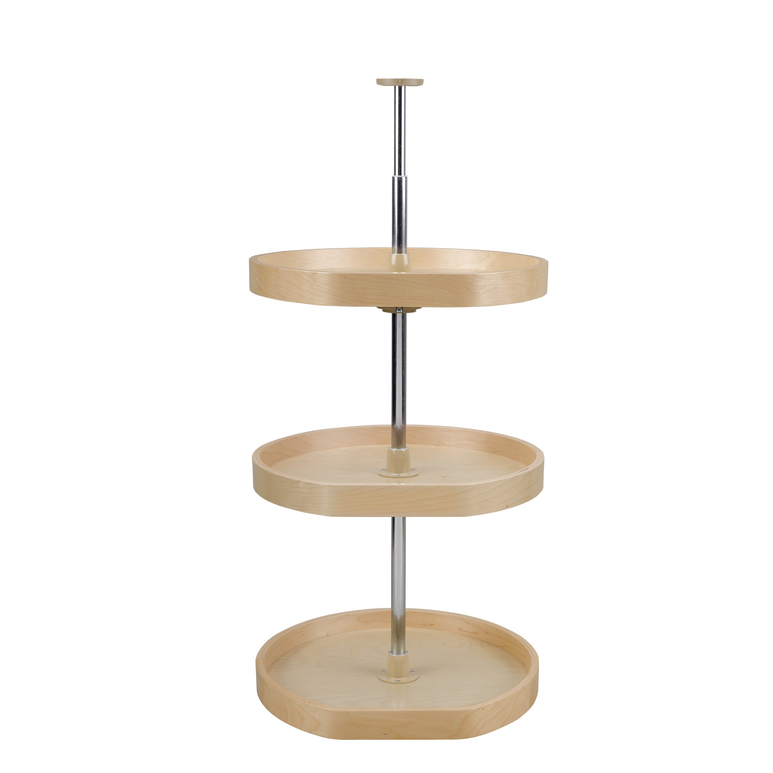 20 in Banded Wood D-Shape Lazy Susans 3-Shelf Natural  20 in (508 mm) W x 20 in (508 mm) D x 38 in (965 mm) H