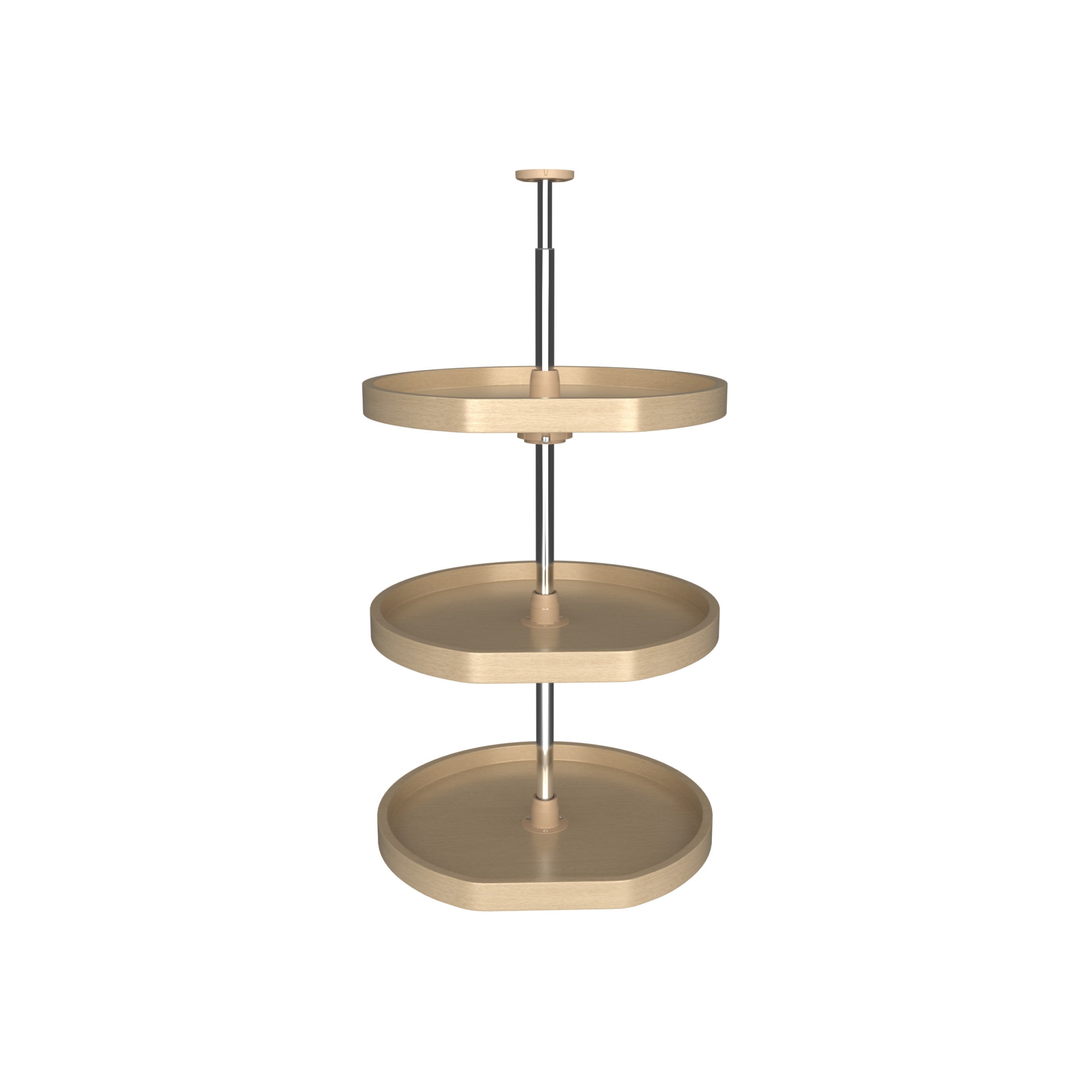 20 in Banded Wood D-Shape Lazy Susans 3-Shelf Natural  20 in (508 mm) W x 20 in (508 mm) D x 38 in (965 mm) H