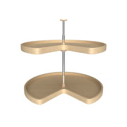 28 in Banded Wood Kidney Lazy Susans 2-Shelf Natural  28 in (711 mm) W x 28 in (711 mm) D x 26 in (660 mm) H