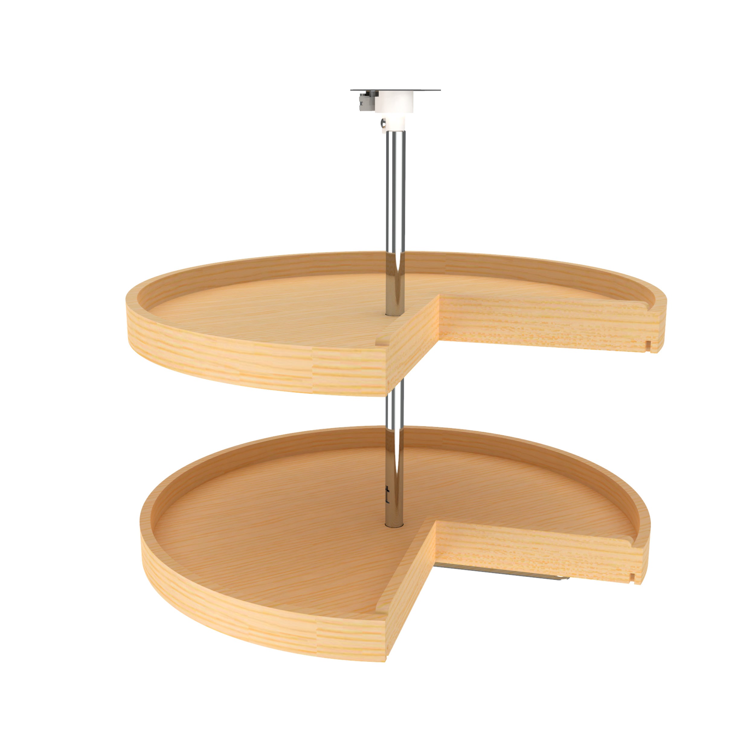 28 in Banded Wood Pie-Cut Lazy Susans 2-Shelf Natural  28 in (711 mm) W x 28 in (711 mm) D x 26 in (660 mm) H