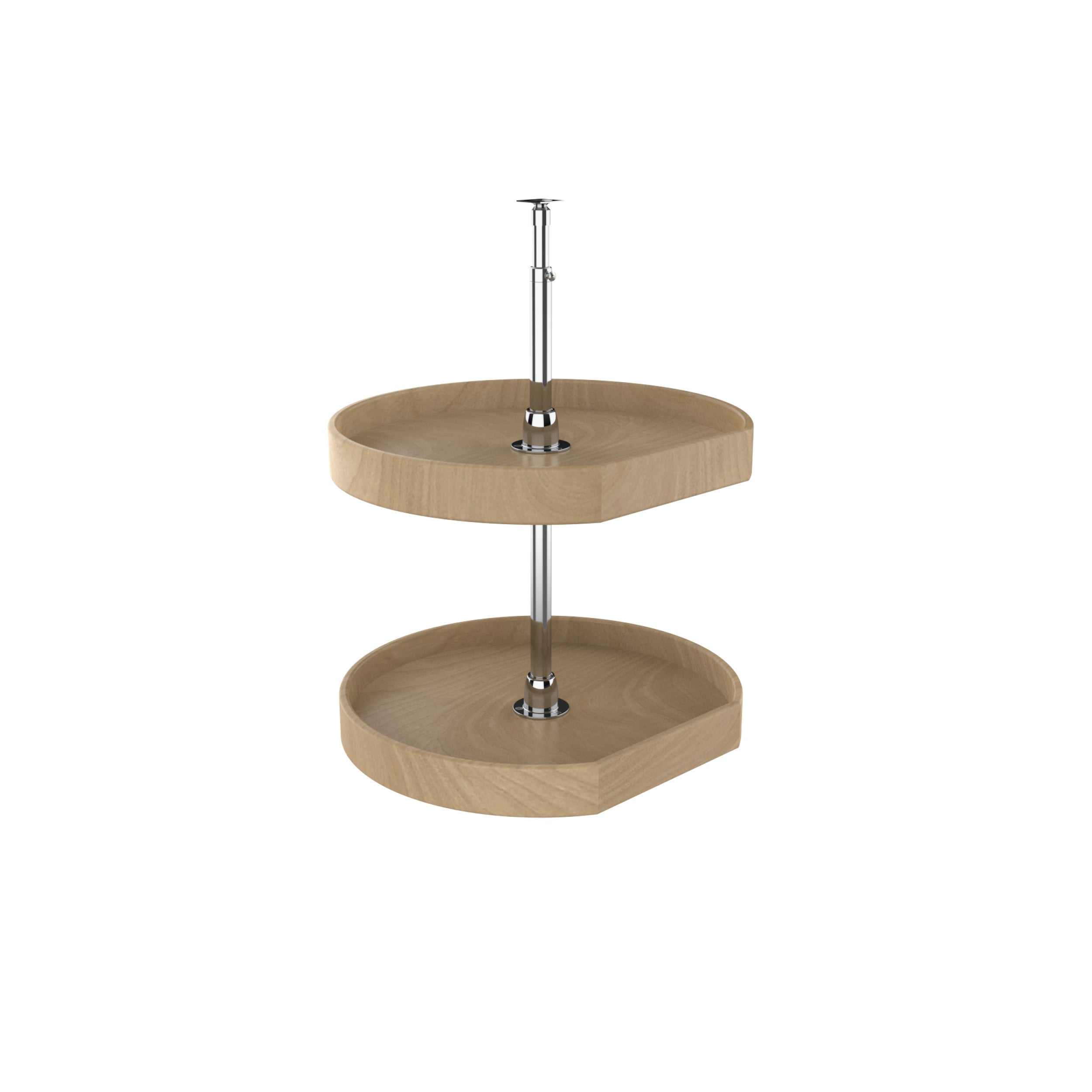 20 in Natual Wood D-Shape Lazy Susans 2-Shelf Natural  20 in (508 mm) W x 20 in (508 mm) D x 26 in (660 mm) H