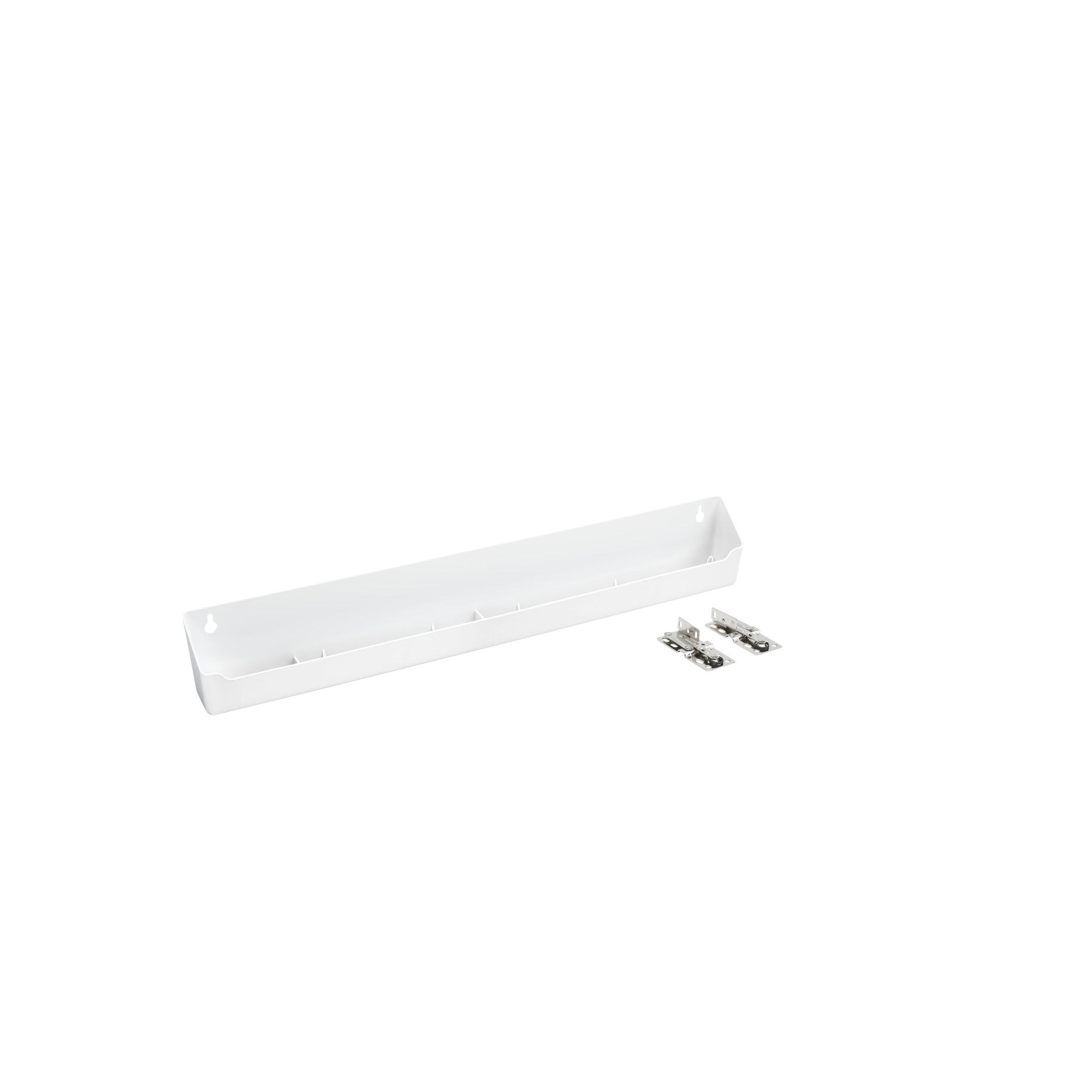 22 in White Polymer Lazy Daisy Tip-Out Tray White  22 in (559 mm) W x 2.13 in (54 mm) D x 3.81 in (97 mm) H