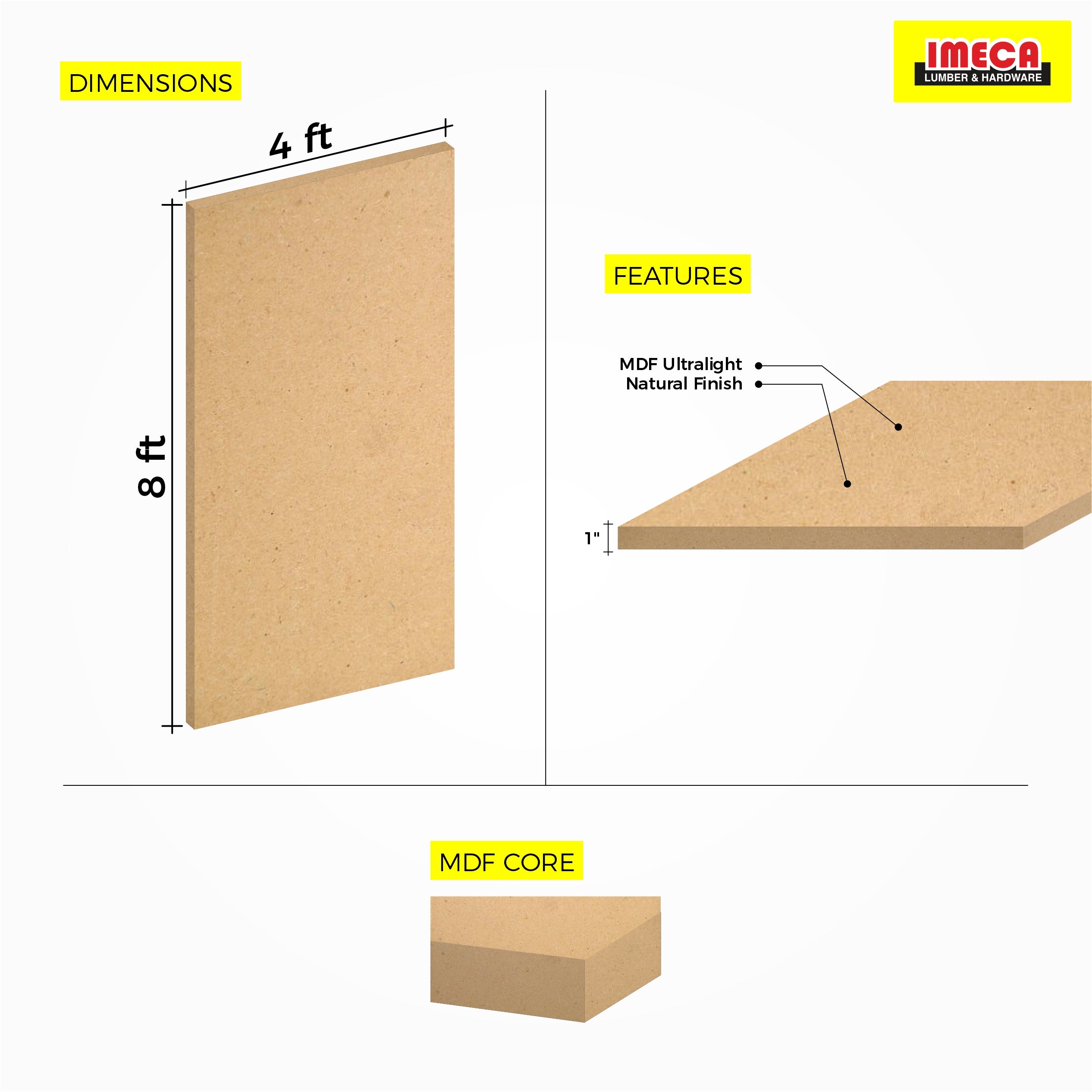 MDF RAW 1" 4X8 ULTRA LIGHT