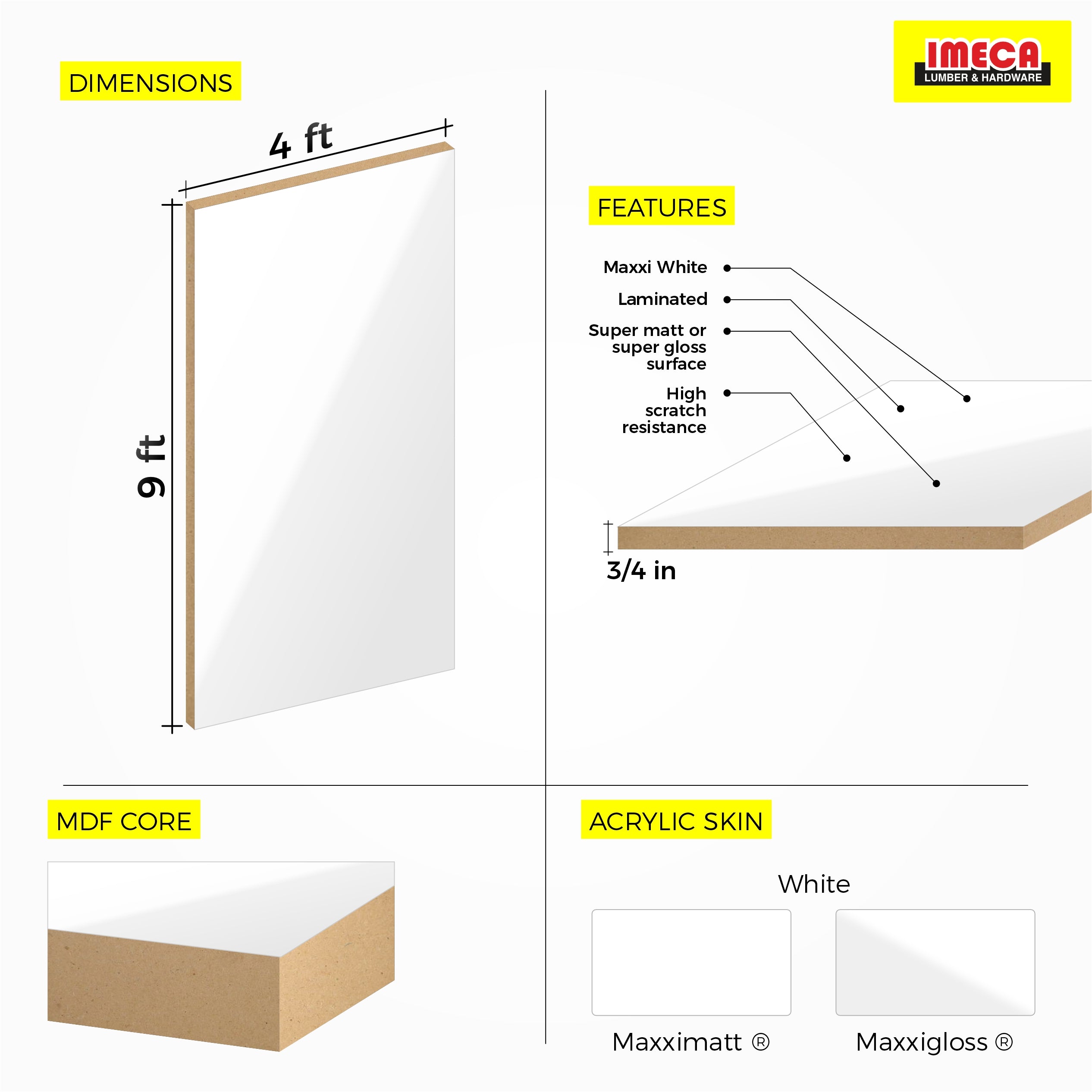 MDF Maxxi® White (3/4 in. 4 ft x 9 ft)