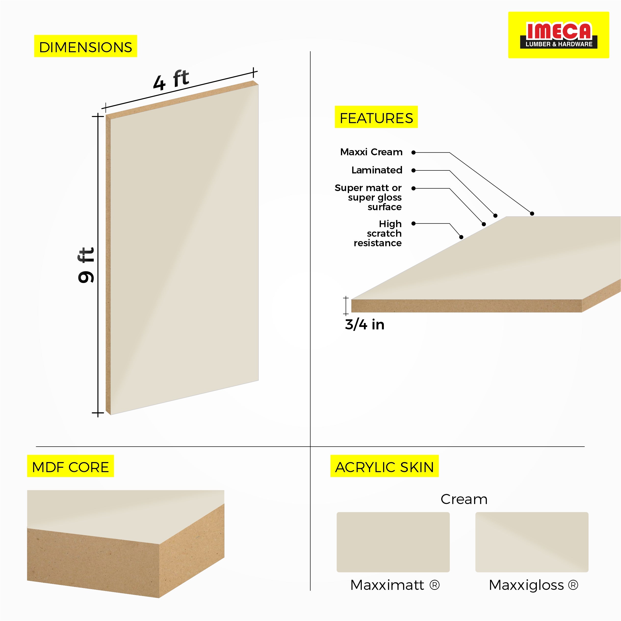 MDF Maxxi® White (3/4 in. 4 ft x 9 ft)