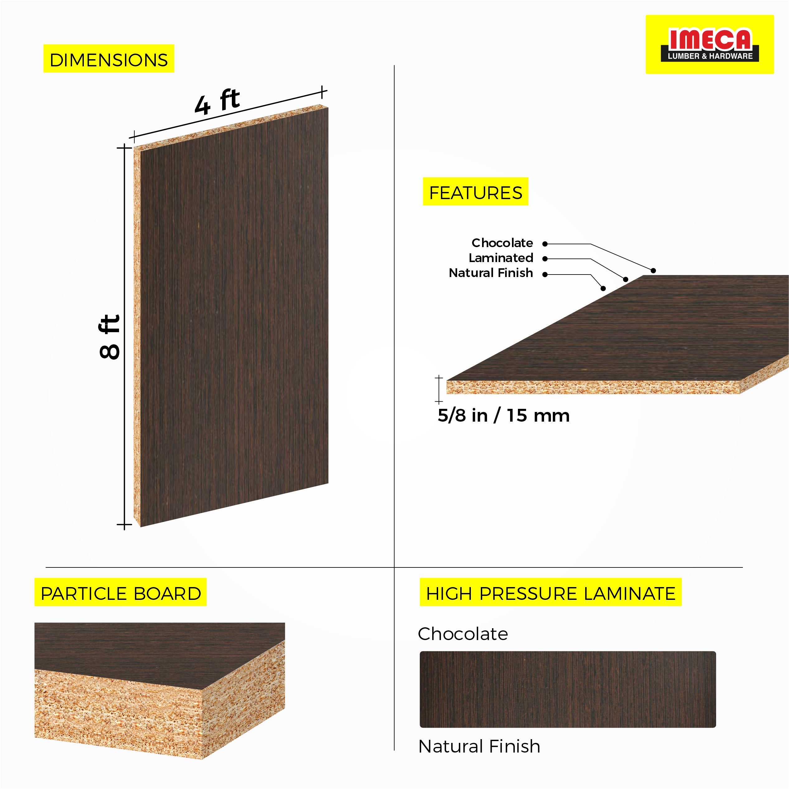 MELAMINE CHOCOLATE 5/8 4X8 (IMPORT) 15MM