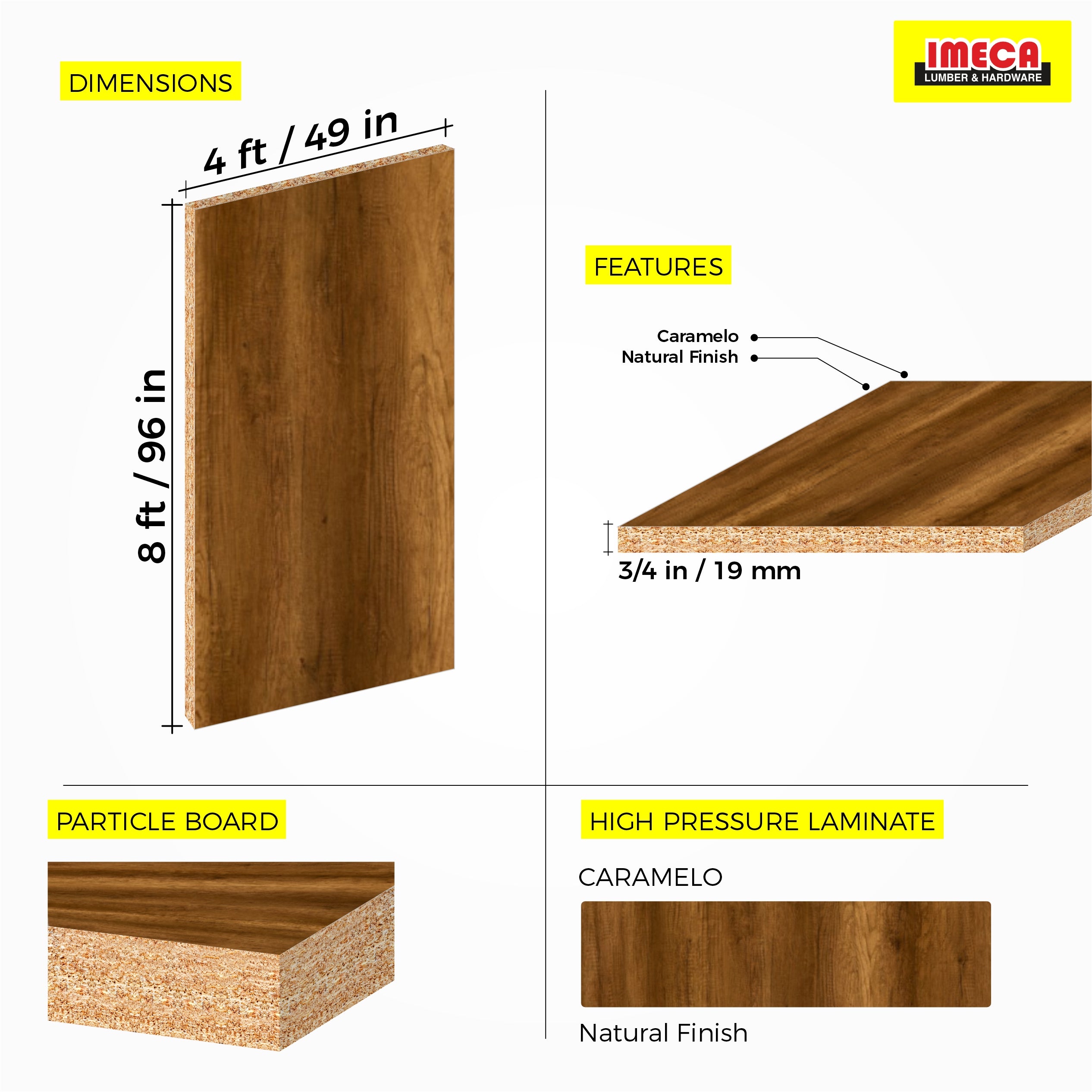 MELAMINE PORO CARAMELO 49X96 19MM Match LA1513