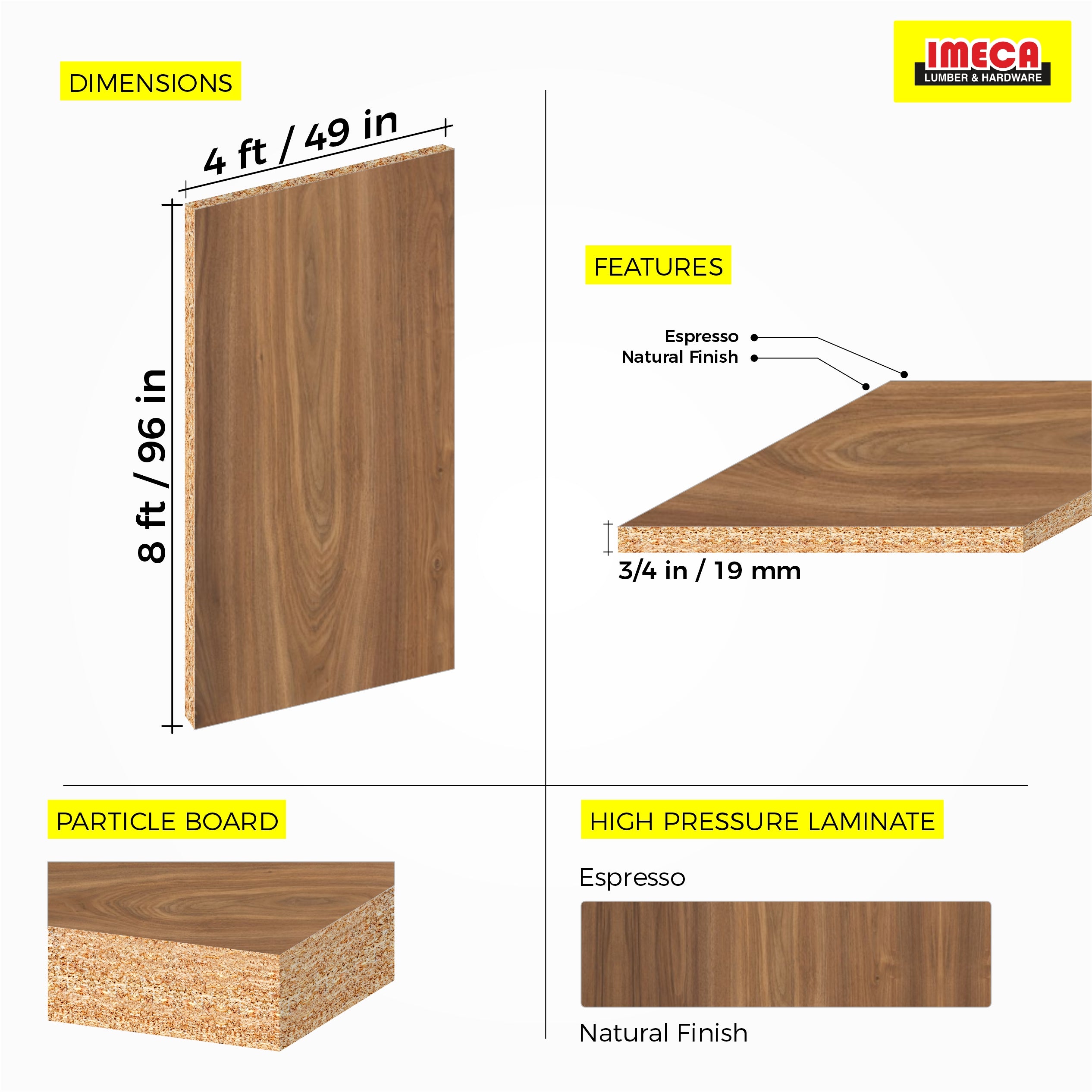 MELAMINE PORO ESPRESSO 49X96 19MM