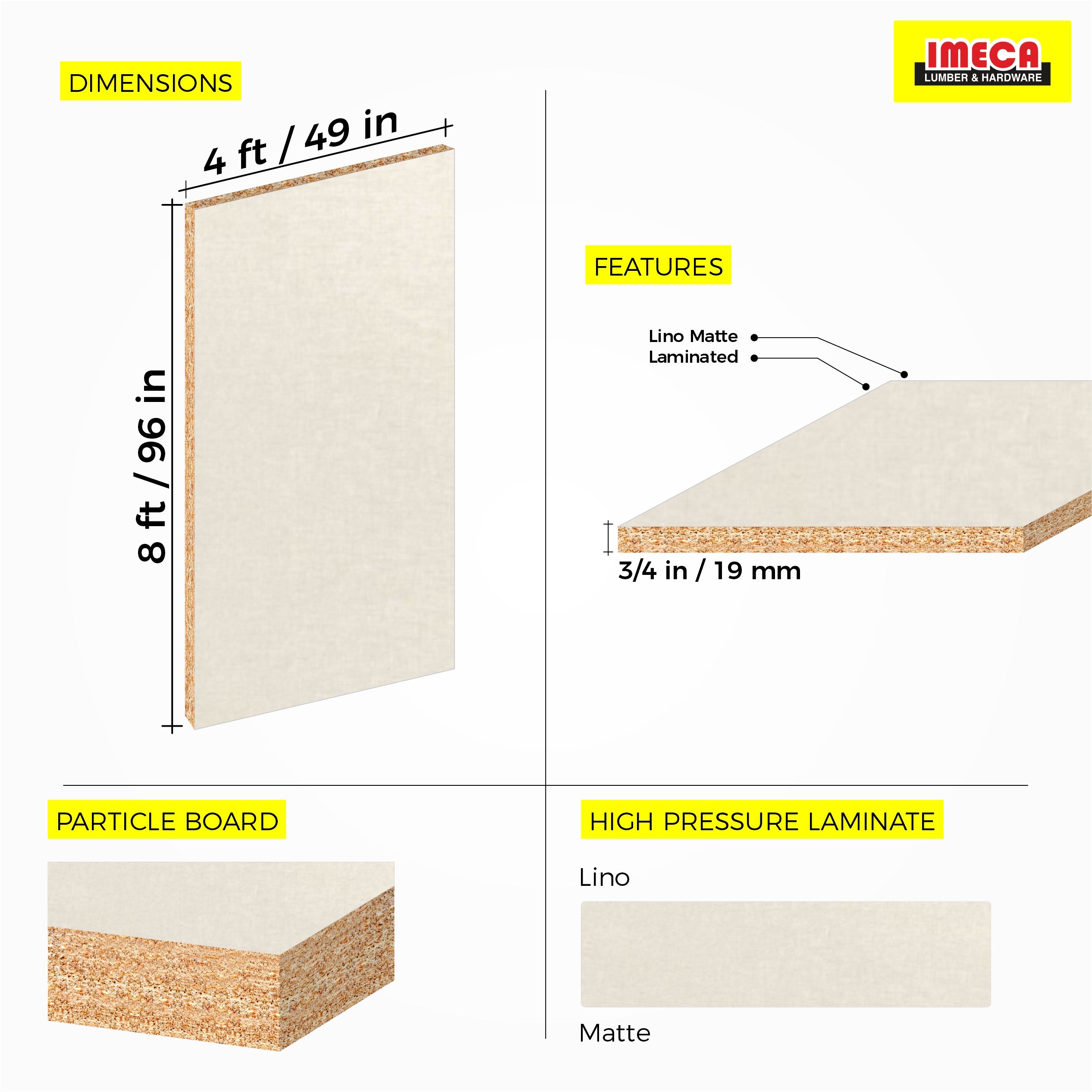 MELAMINE LUSO LINO MATE 49X96 15MM