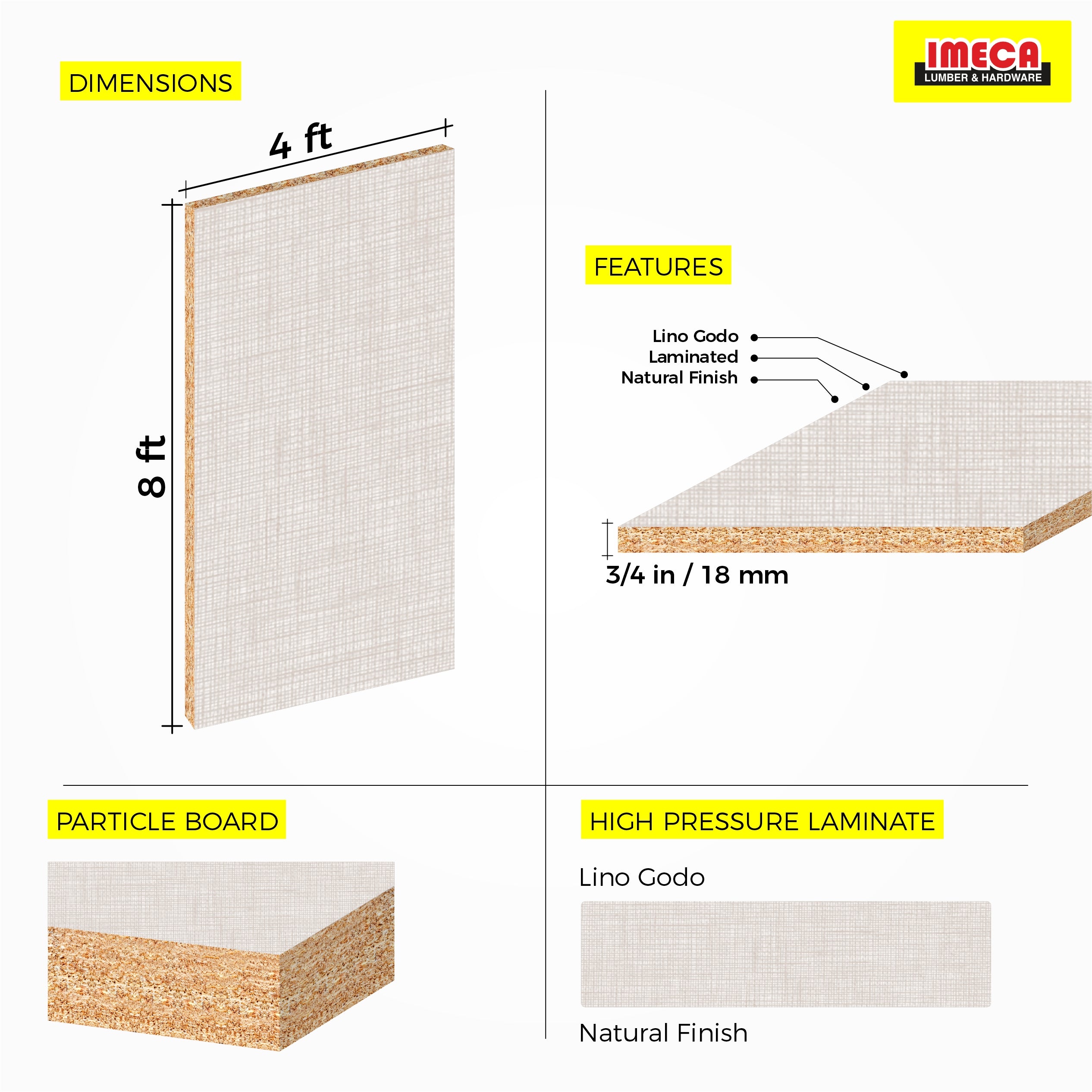 MELAMINE LINO GODO 3/4 4X8