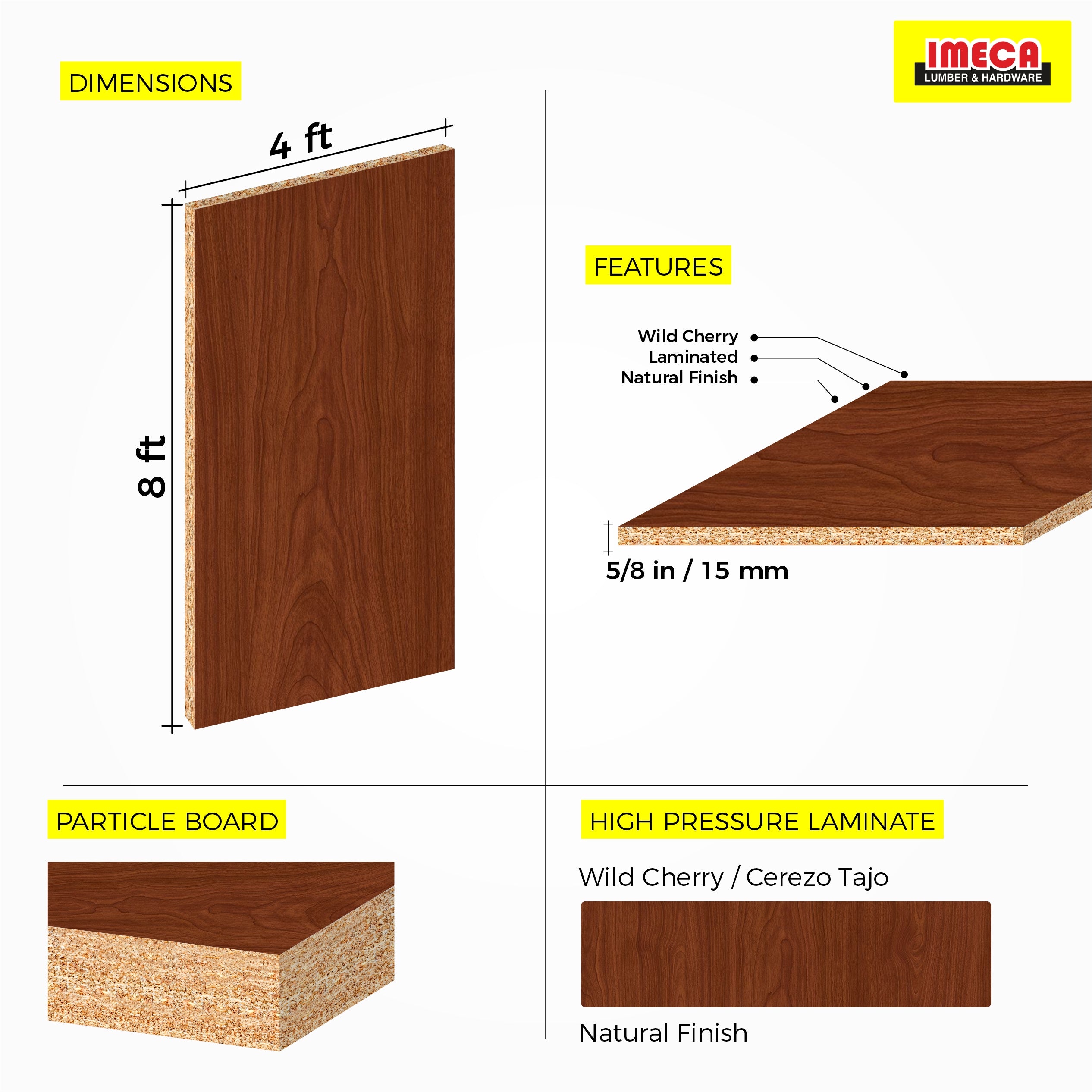 MELAMINE WILD CHERRY 5/8 4X8 CEREZO TAJO 15MM