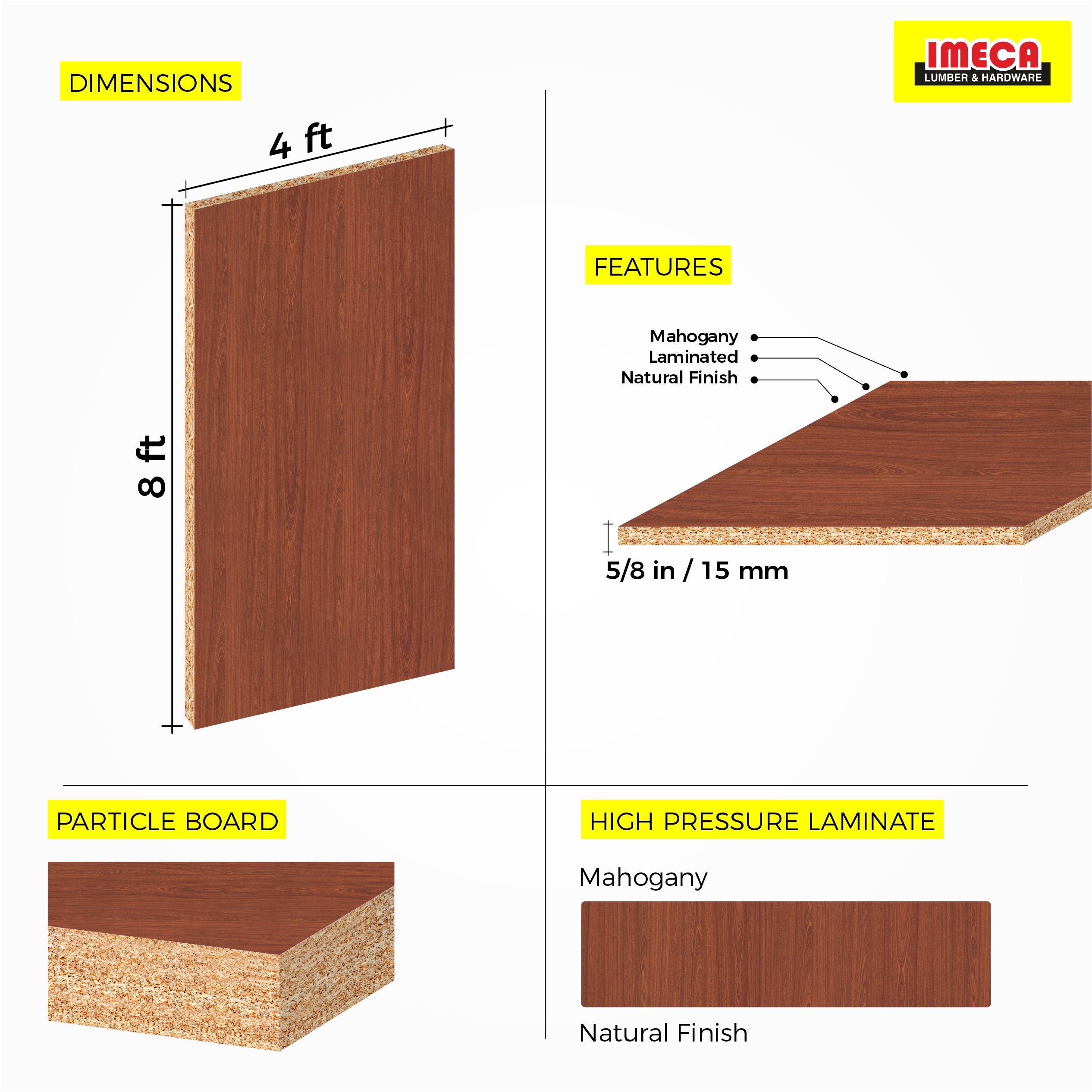 MELAMINE MAHOGANY 5/8 4X8 SAPELLY 15MM