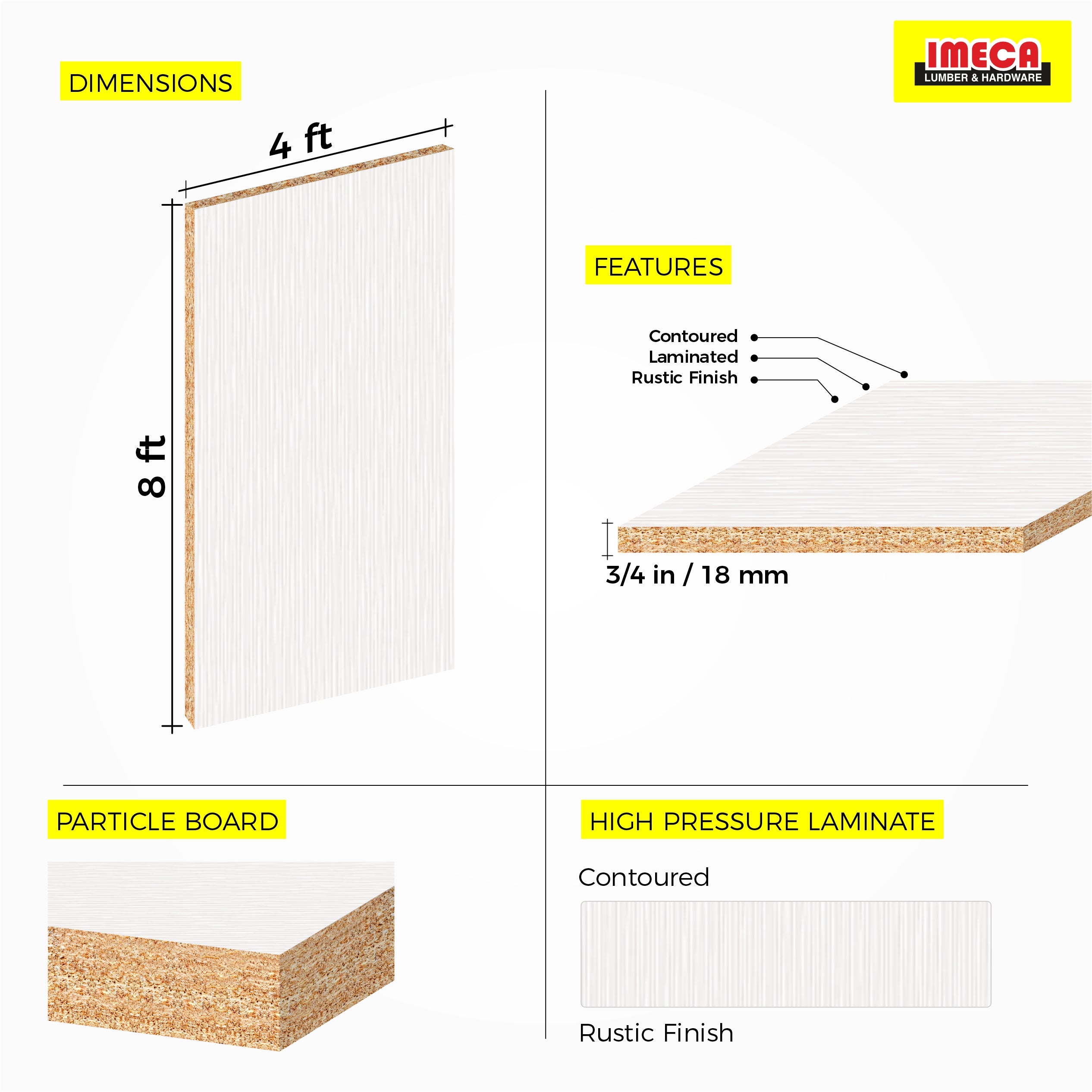 MELAMINE CONTOURED (RUSTIC FIN) 3/4 4x8