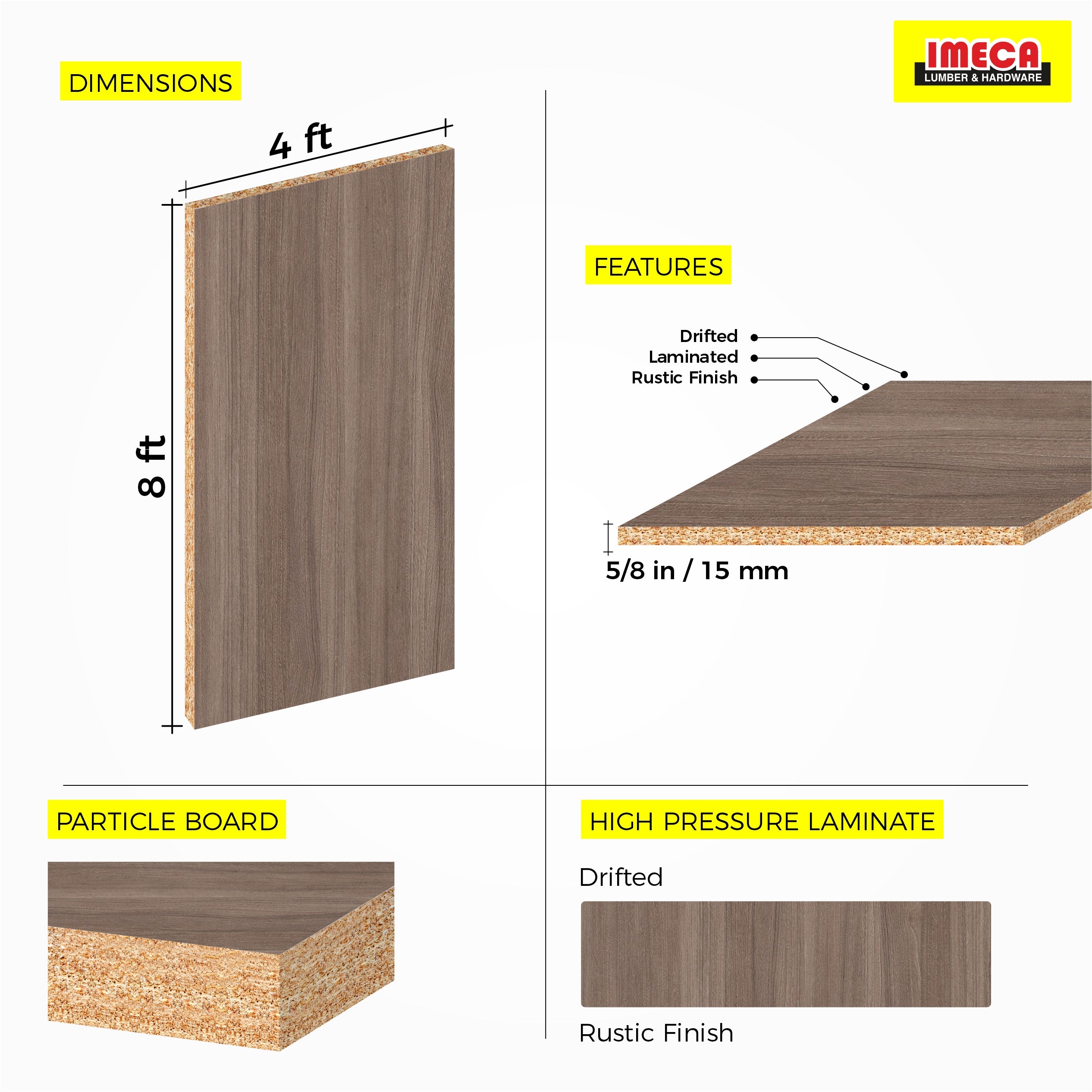 DISCONTINUED MELAMINE DRIFTED (RUSTIC FINISH) 5/8 4x8