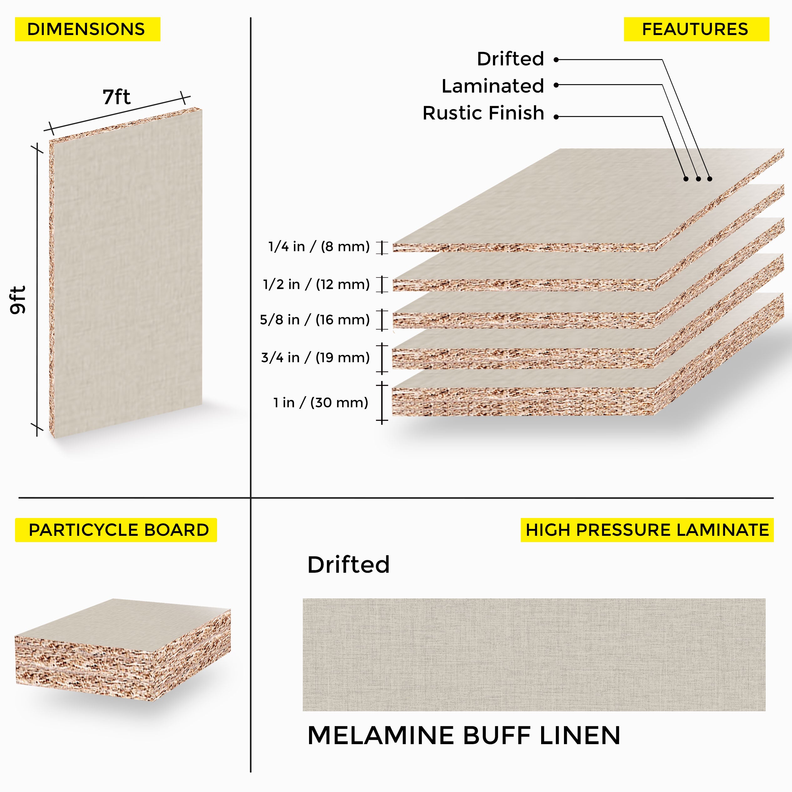 Buff Linen Melamine 7 Ft x 9 Ft
