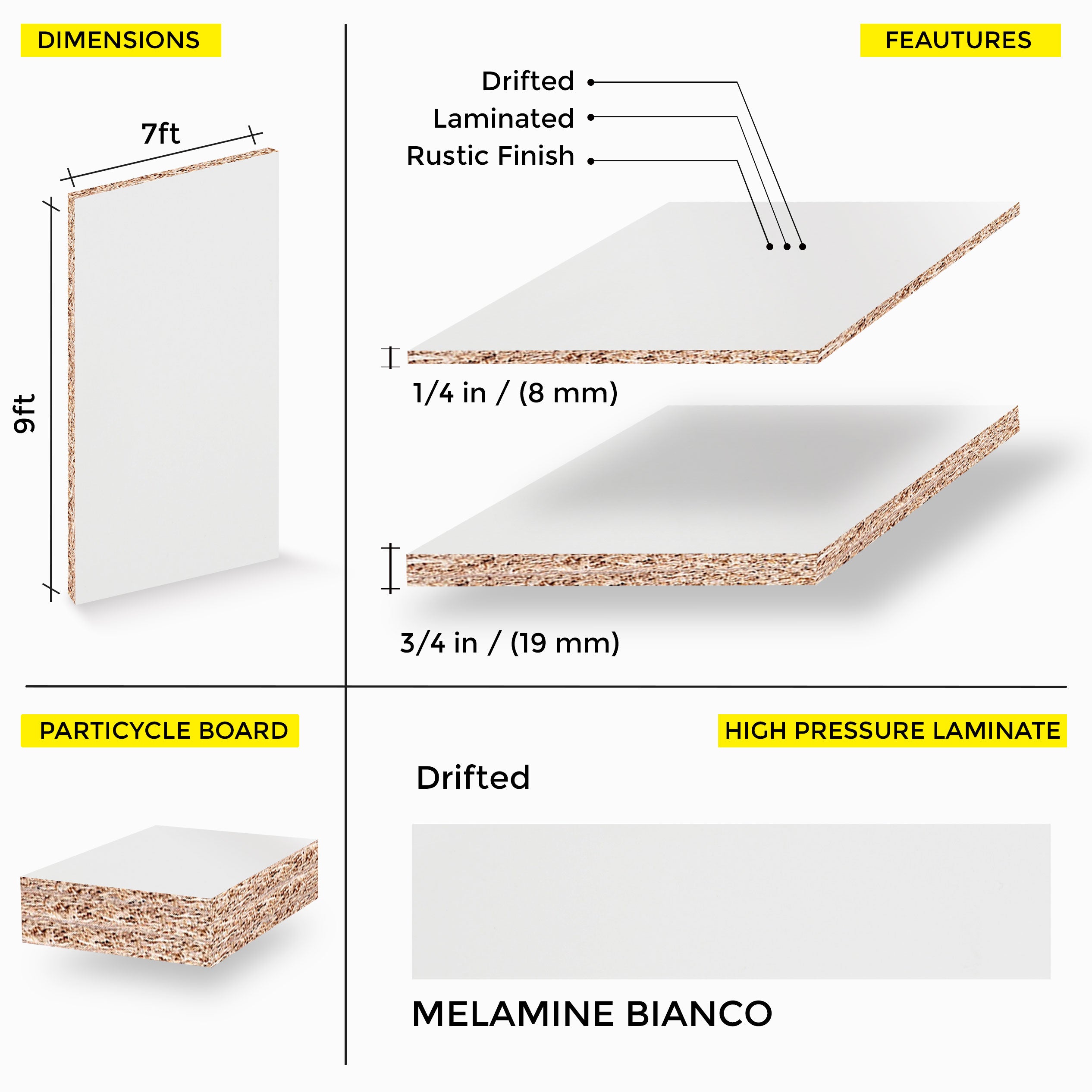 Bianco Melamine 7 Ft X 9 Ft