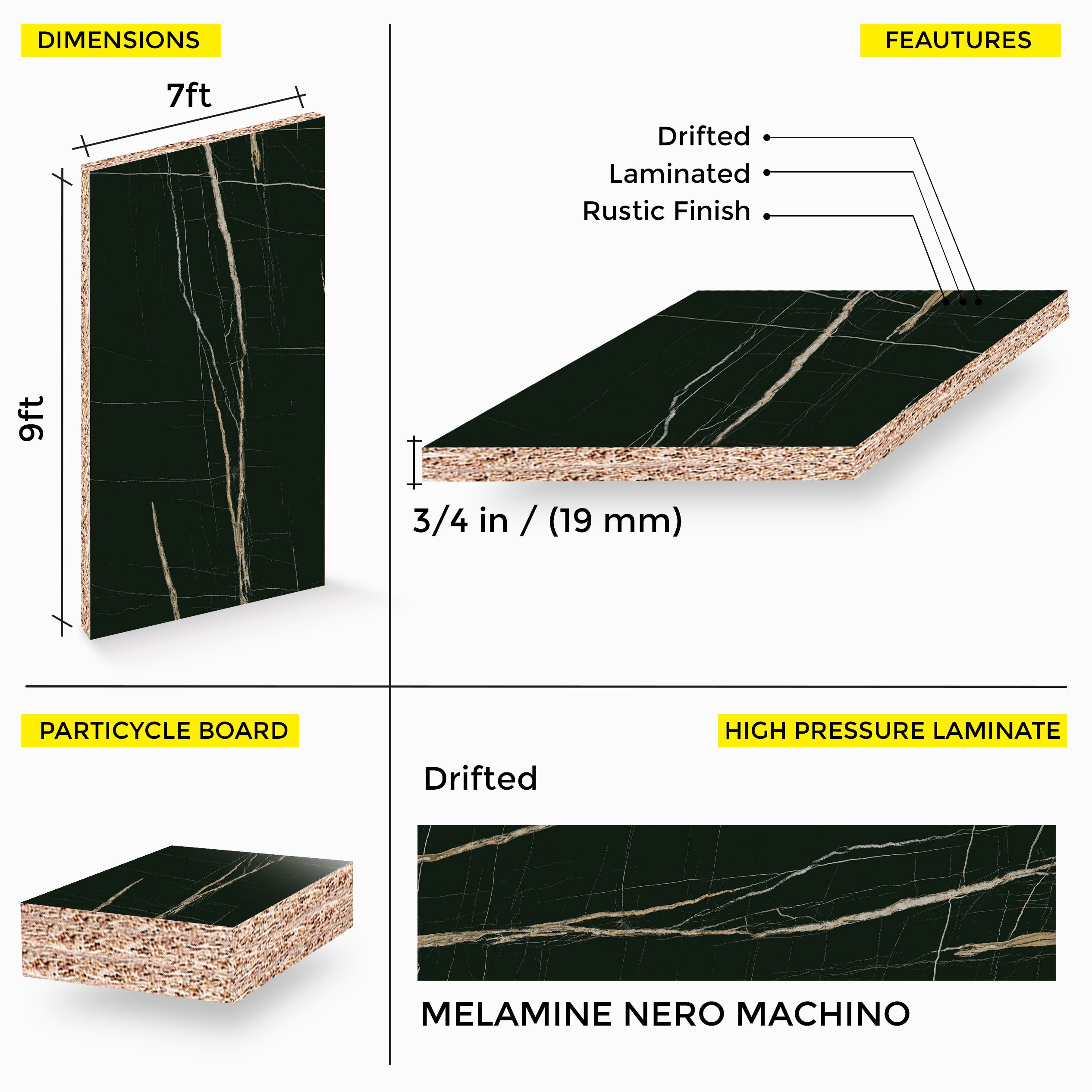 MELAMINE NEZO MACHINO 7X9 19MM
