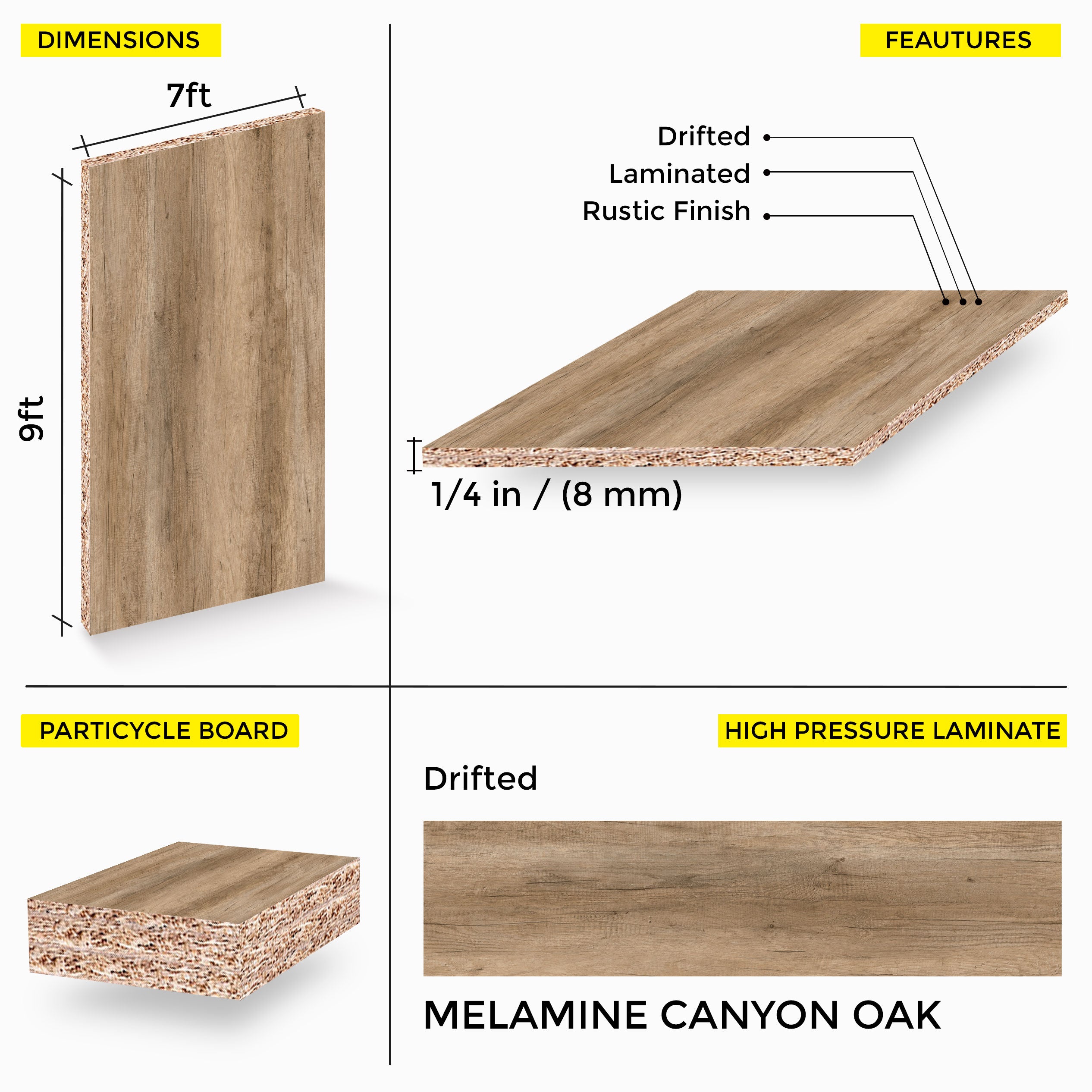 Canyon Oak Melamine 7 Ft X 9 Ft