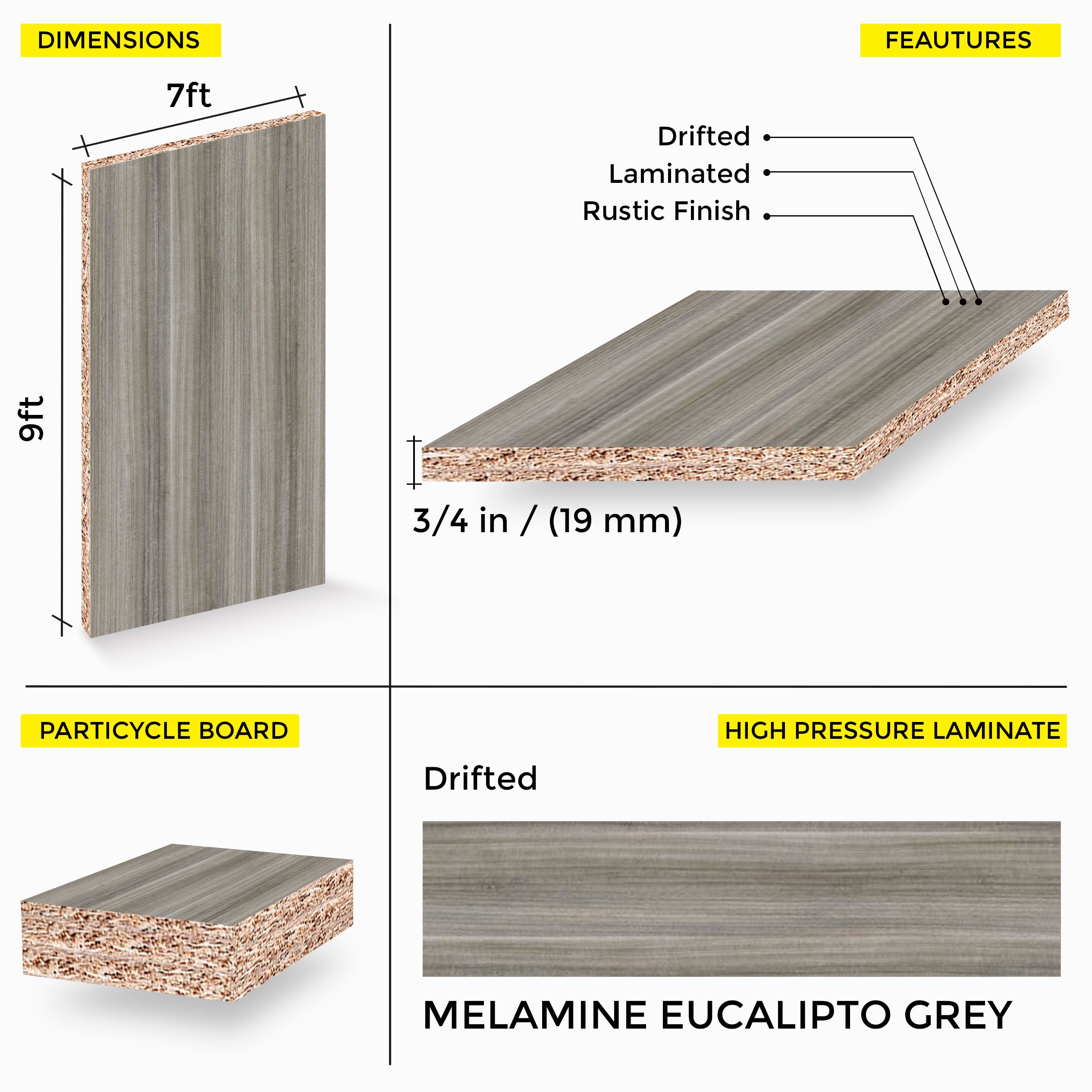 Eucalipto Grey Melamine 7 Ft X 9 Ft