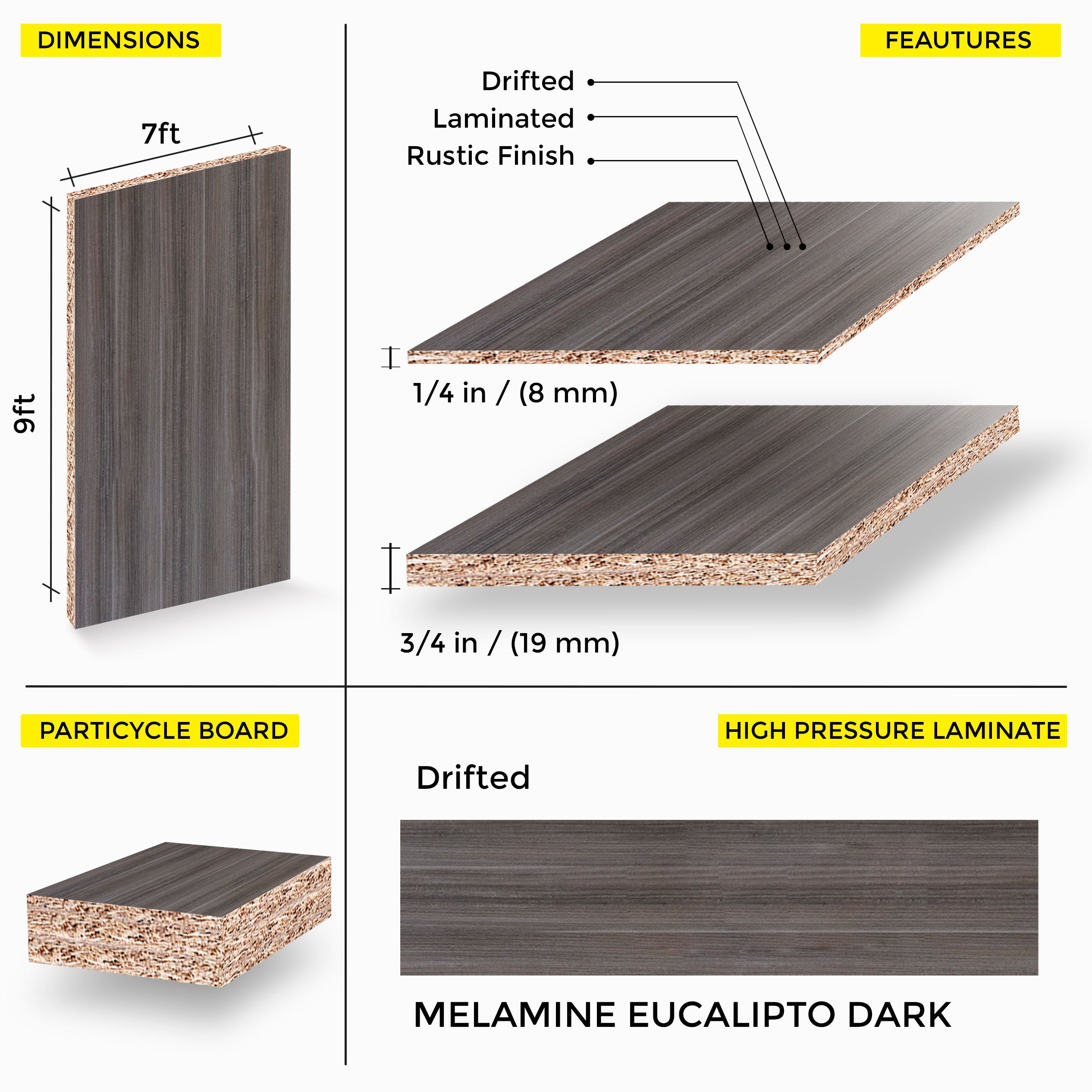 Eucalipto Dark Melamine 7 Ft X 9 Ft