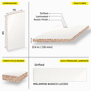 MELAMINE BIANCO LUCIDO 7X9 19MM