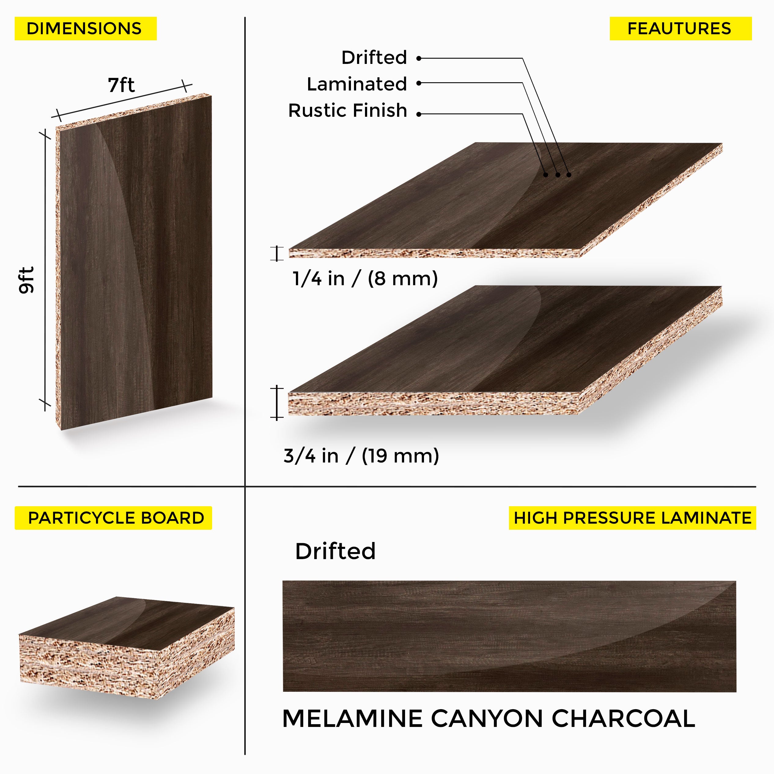 Canyon Charcoal Melamine 7 Ft X 9 Ft