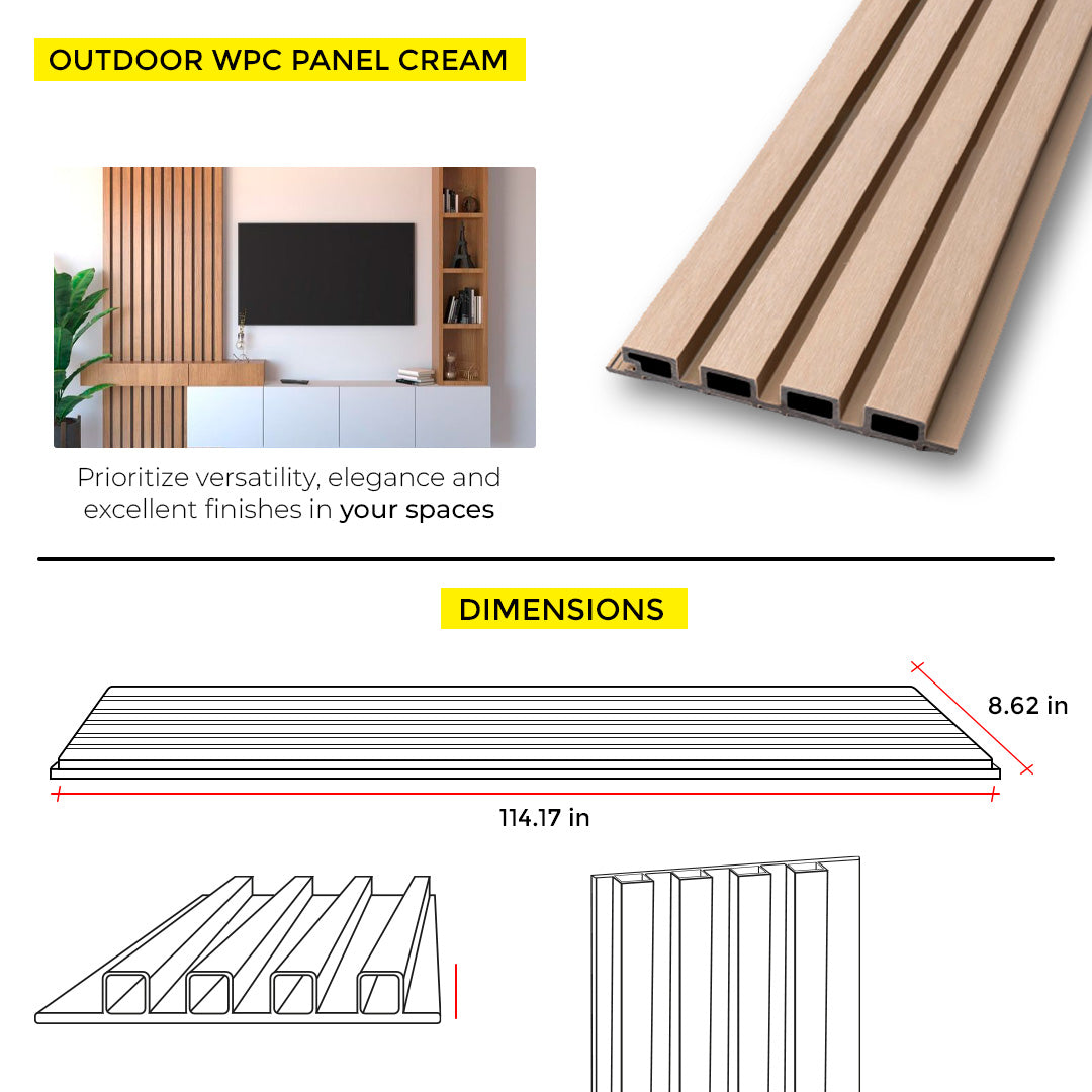 OUTDOOR WPC PANEL CREAM 8.62'' X 114.17''