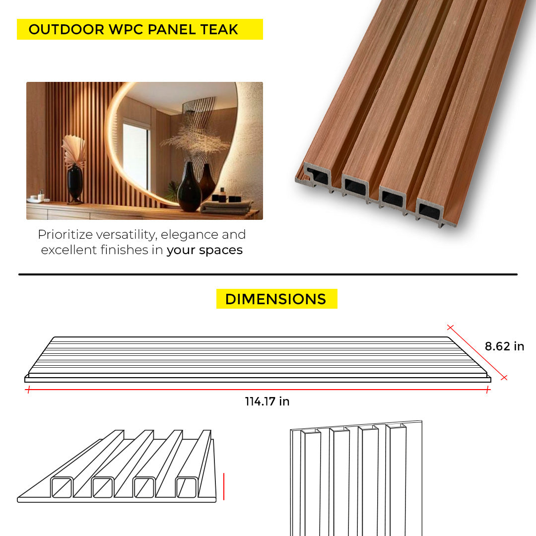 OUTDOOR WPC PANEL TEAK 8.62'' X 114.17''