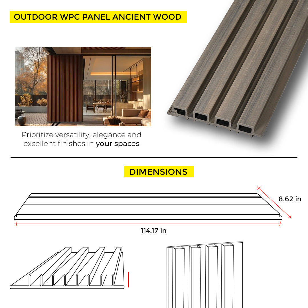 OUTDOOR WPC PANEL ANCIENT WOOD 8.62'' X 114.17''