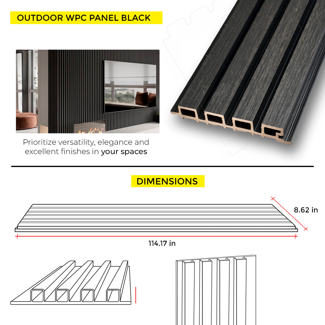 OUTDOOR WPC PANEL BLACK 8.62'' X 114.17''