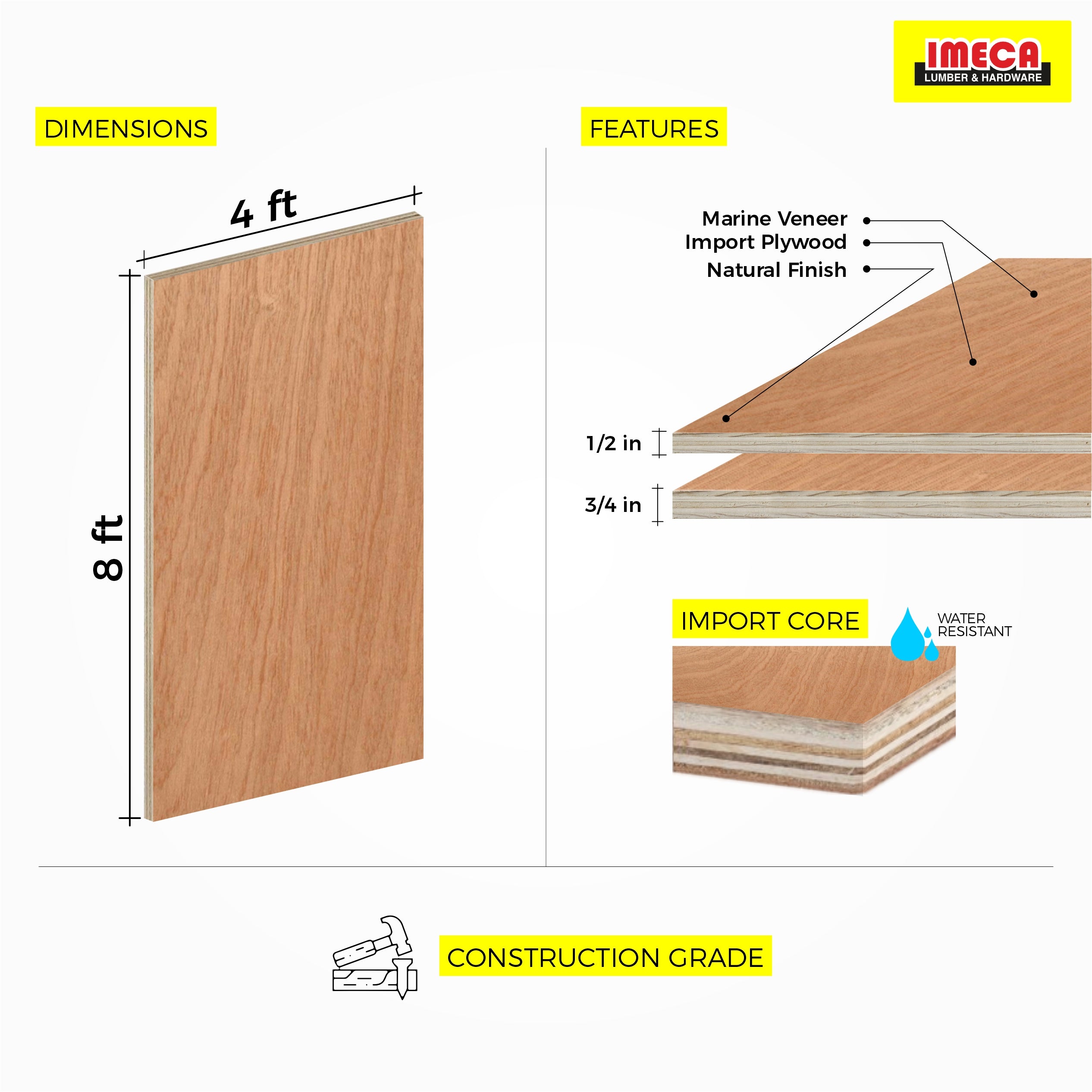 PLYWOOD MARINE 3/4 4x8 TECH  B/BB