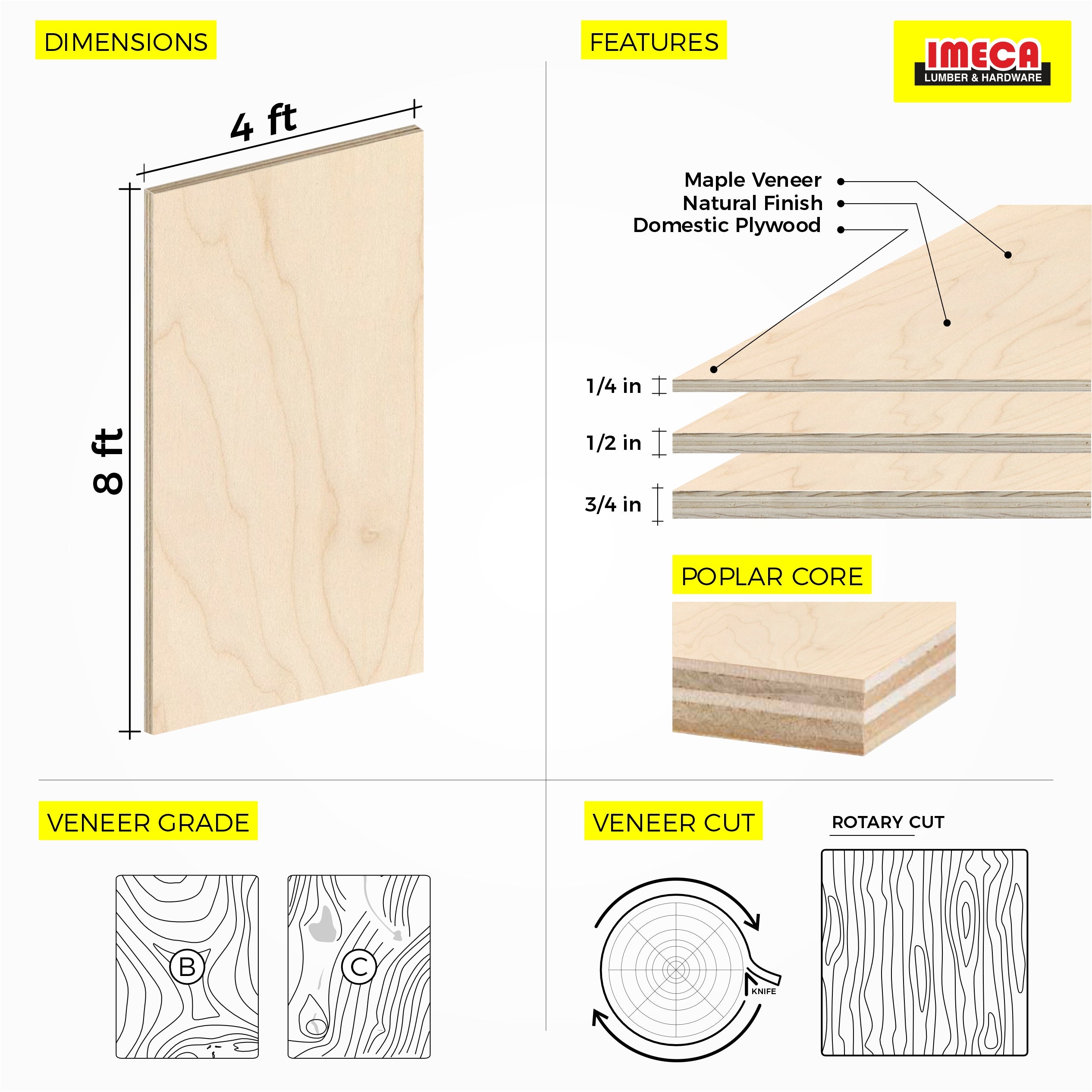 PYWOOD WH MAPLE 48.5 x 96.5 B4 1/4 RAW
