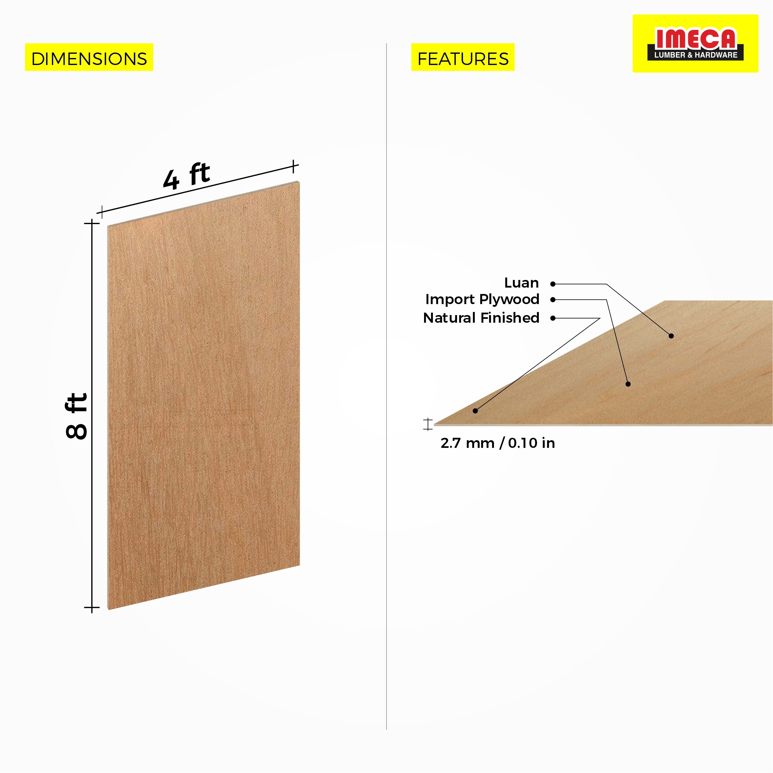 PLYWOOD LUAN 2.7MM 4X8