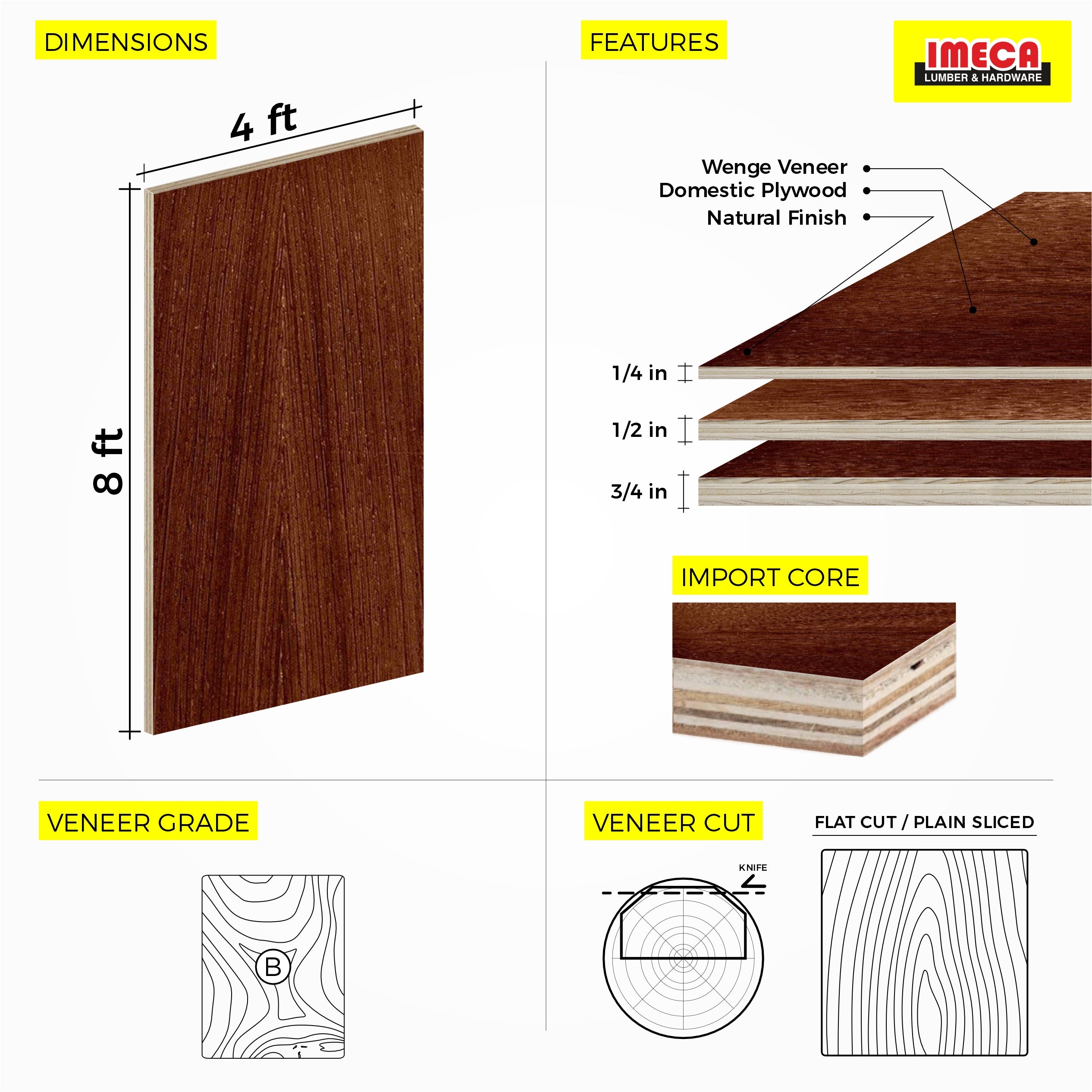 Wenge Plywood 4 ft x 8 ft (Imported Plywood)