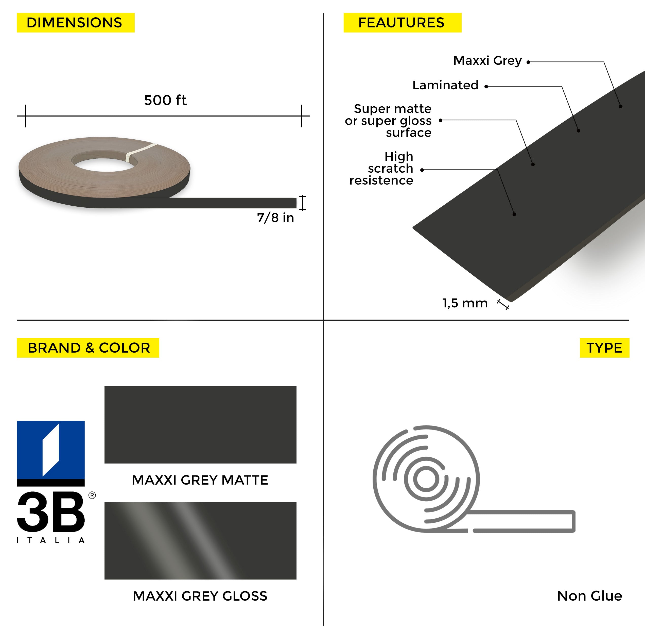 Maxxi® Mocaccino PVC Edge Banding (7/8 in x 500 ft x 1.5 mm)