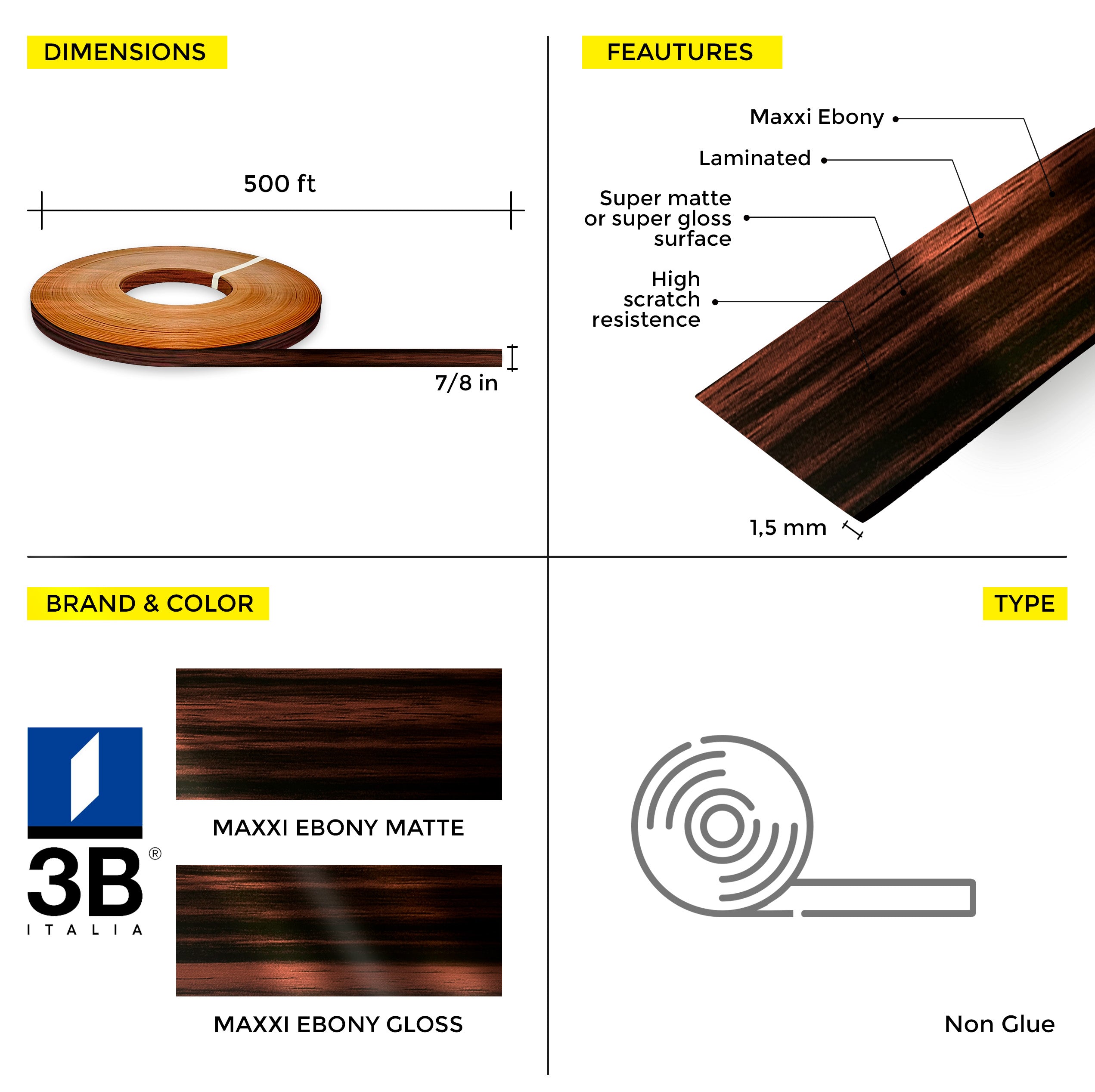 Maxxi® Mocaccino PVC Edge Banding (7/8 in x 500 ft x 1.5 mm)