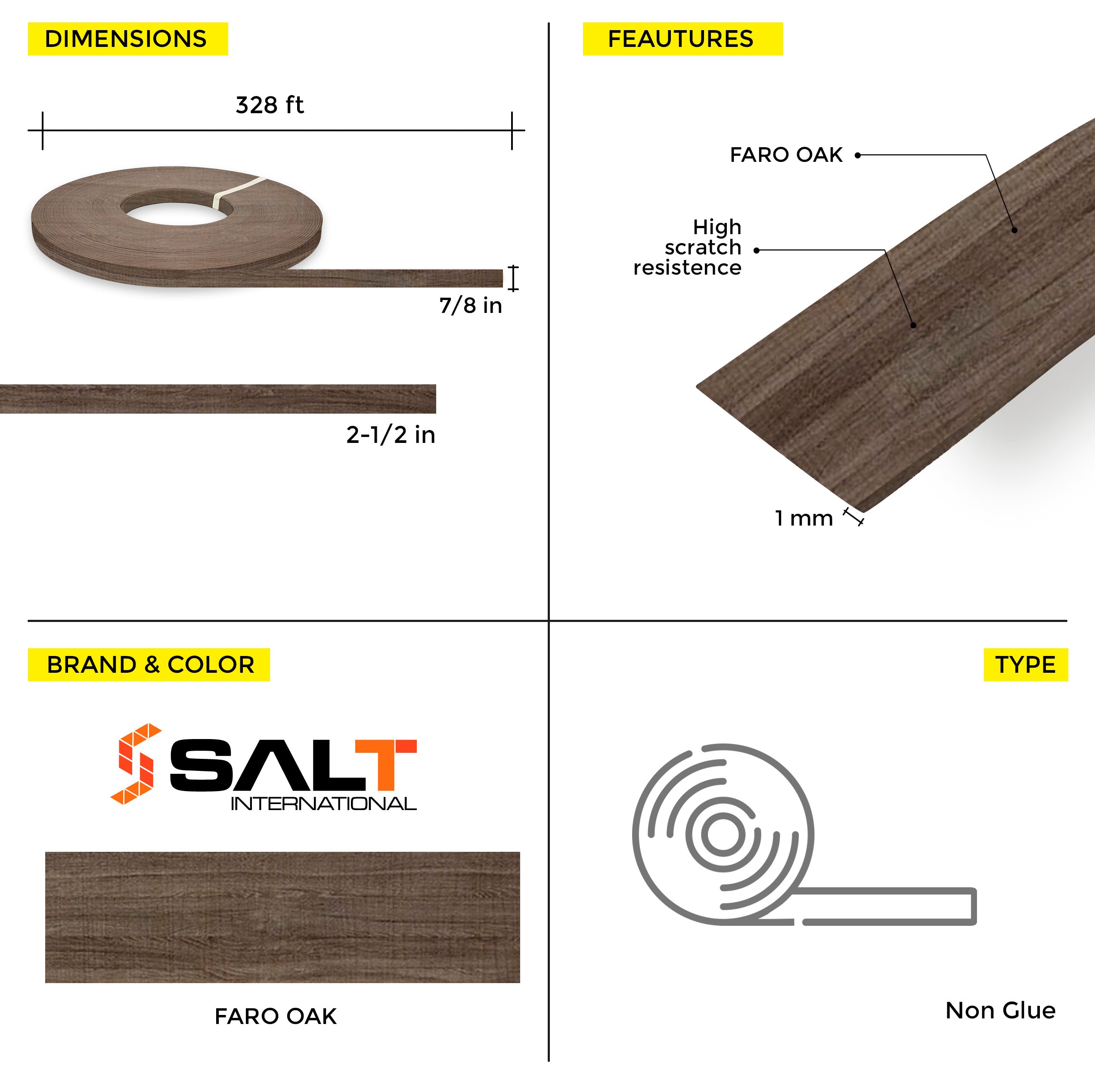 Faro Oak PVC Edge Banding (328 ft x 1 mm)