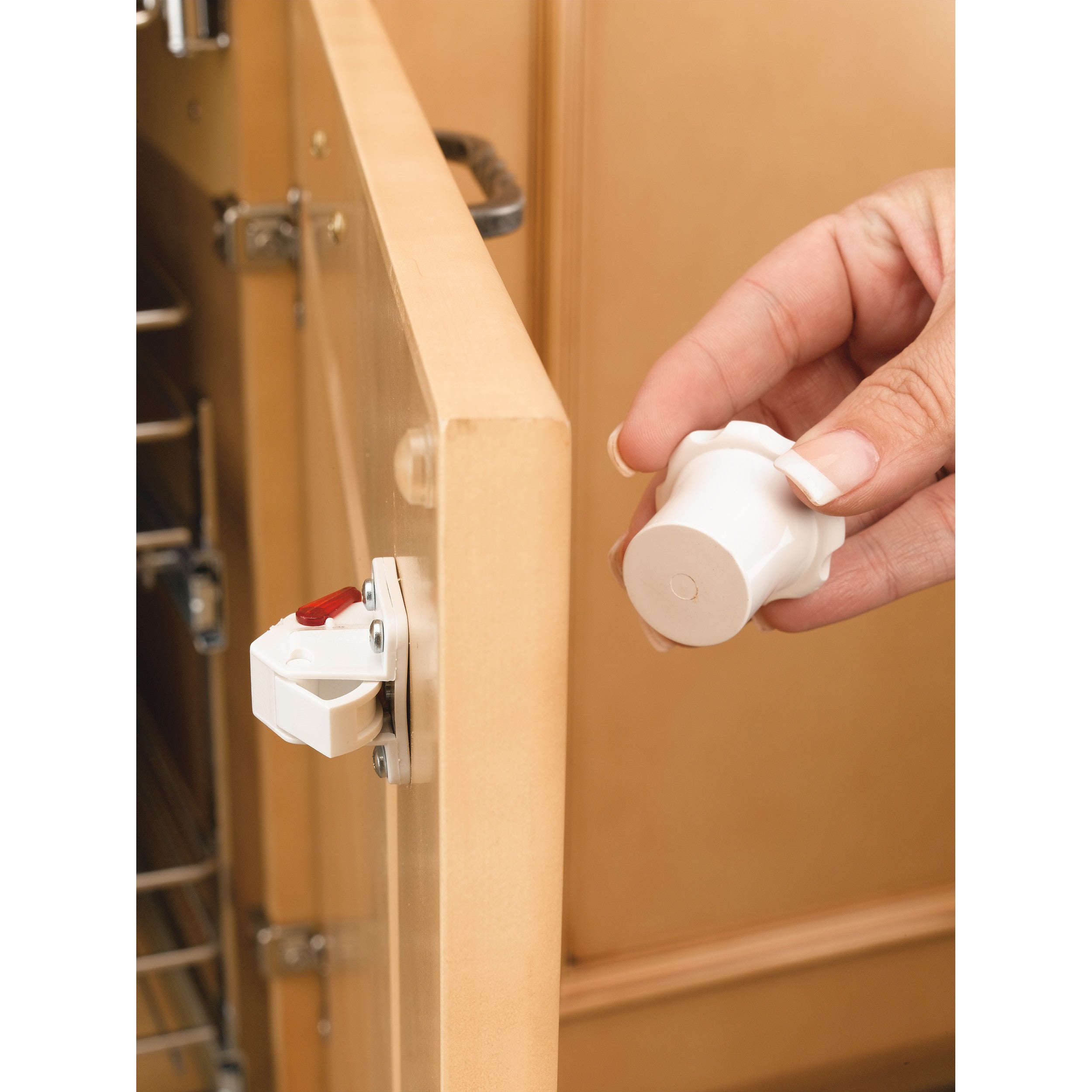 Rev-A-Lock Cabinet Security System Set White  1.38 in (35 mm) W x 2.25 in (57 mm) D x 1.38 in (35 mm) H
