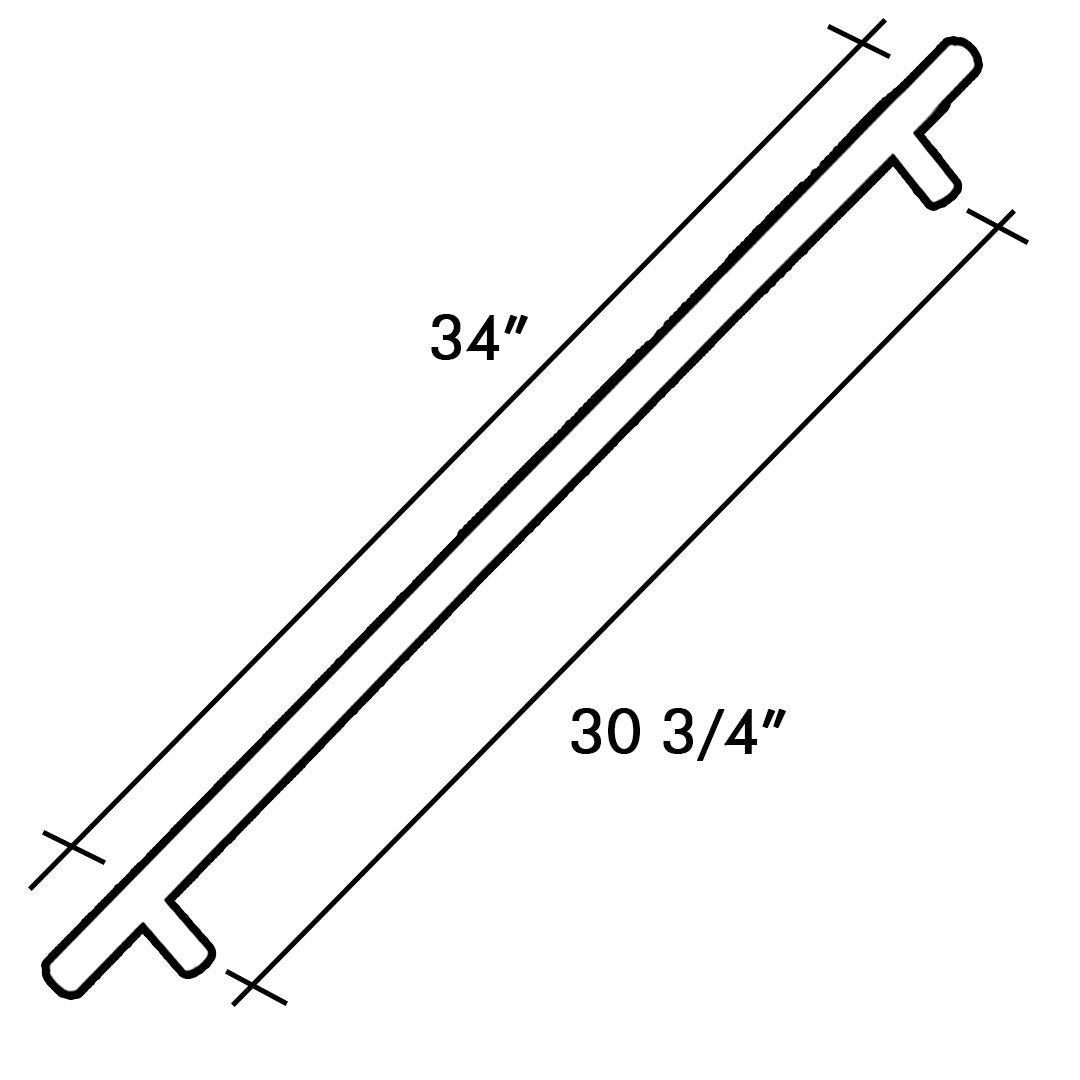 HANDLE BAR 9520 SERIES C/C 30-3/4" O/A 34" SATIN BRASS