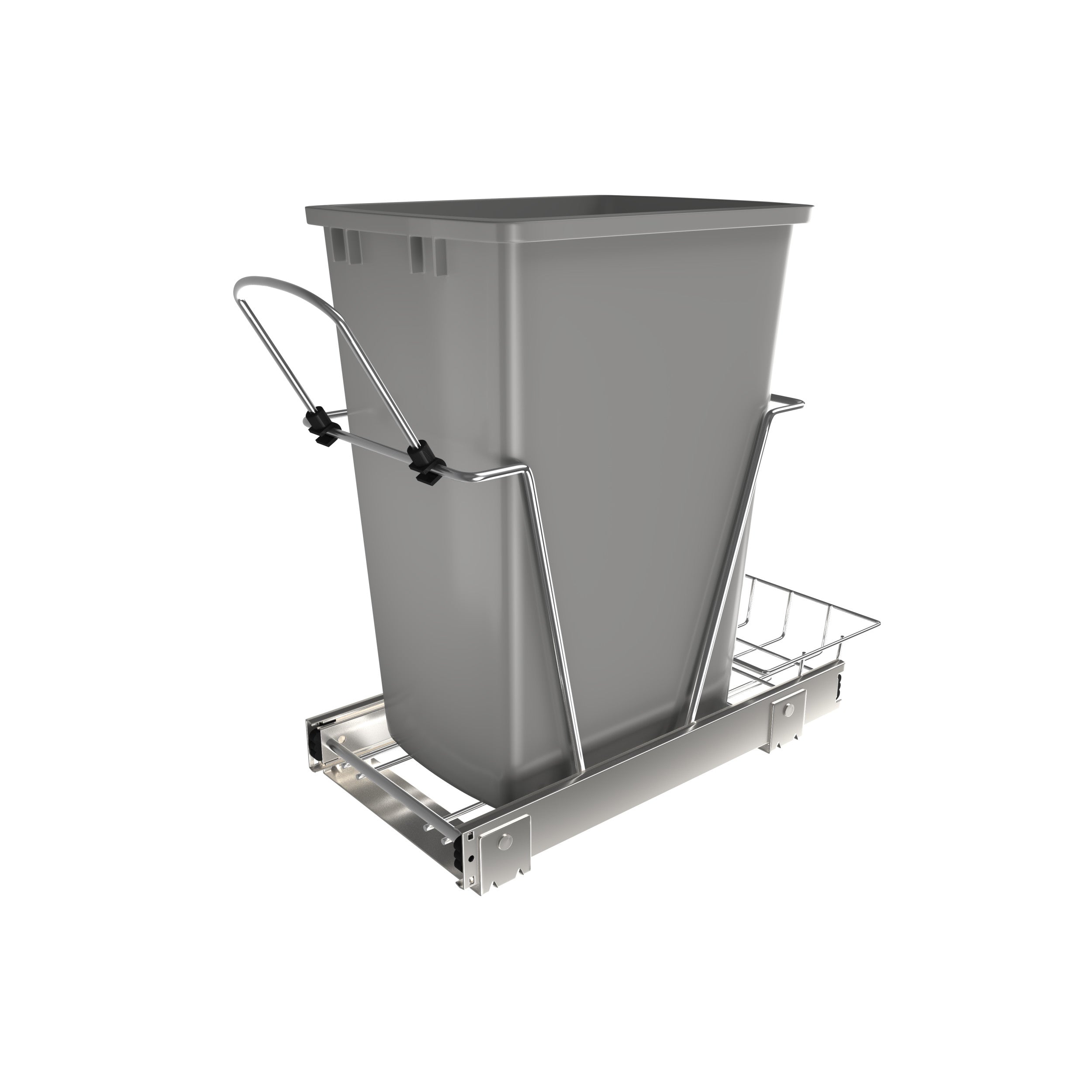 35 Qrt Pull-Out Waste Container Metallic Silver  10.63 in (270 mm) W x 22 in (559 mm) D x 19.25 in (489 mm) H