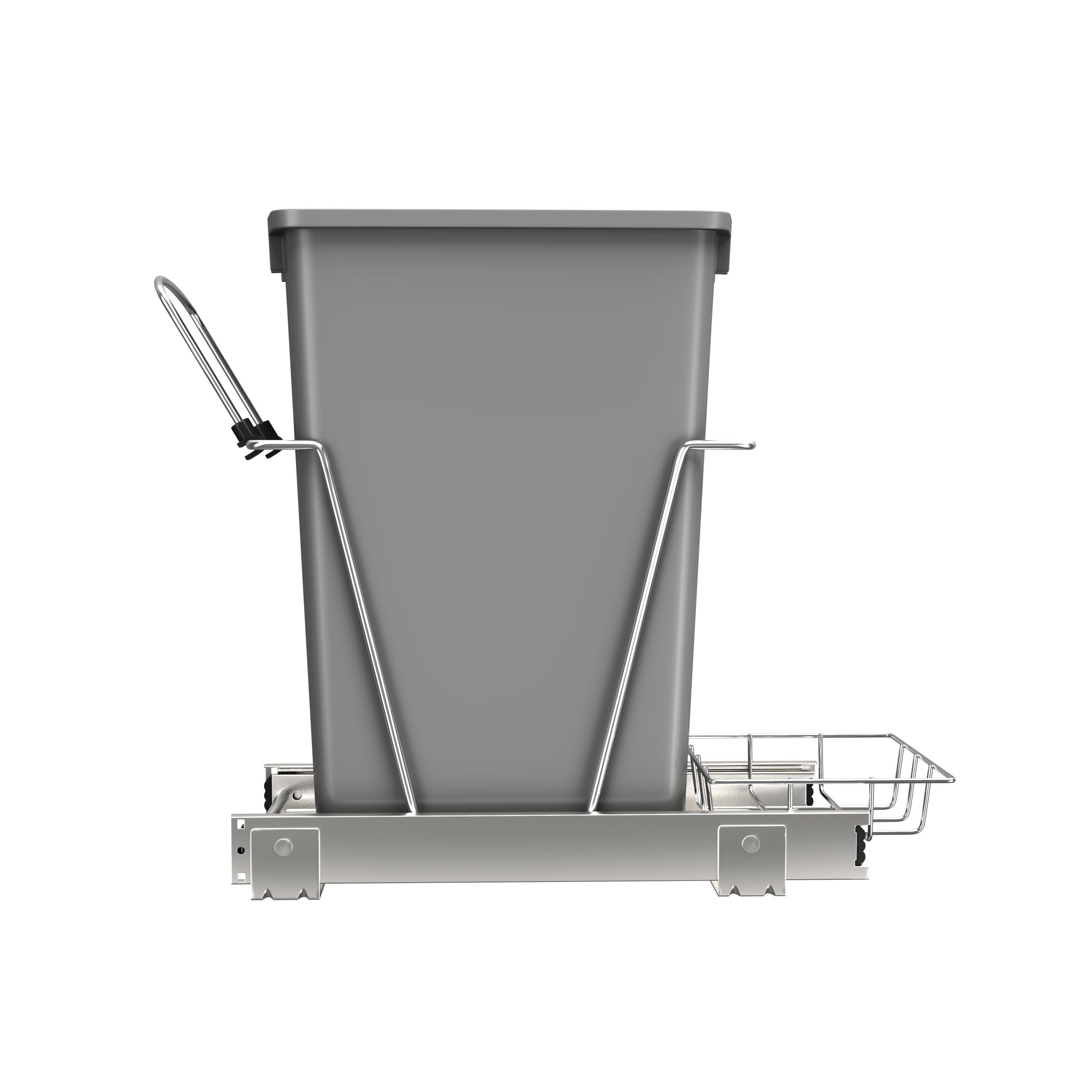 35 Qrt Pull-Out Waste Container Metallic Silver  10.63 in (270 mm) W x 22 in (559 mm) D x 19.25 in (489 mm) H
