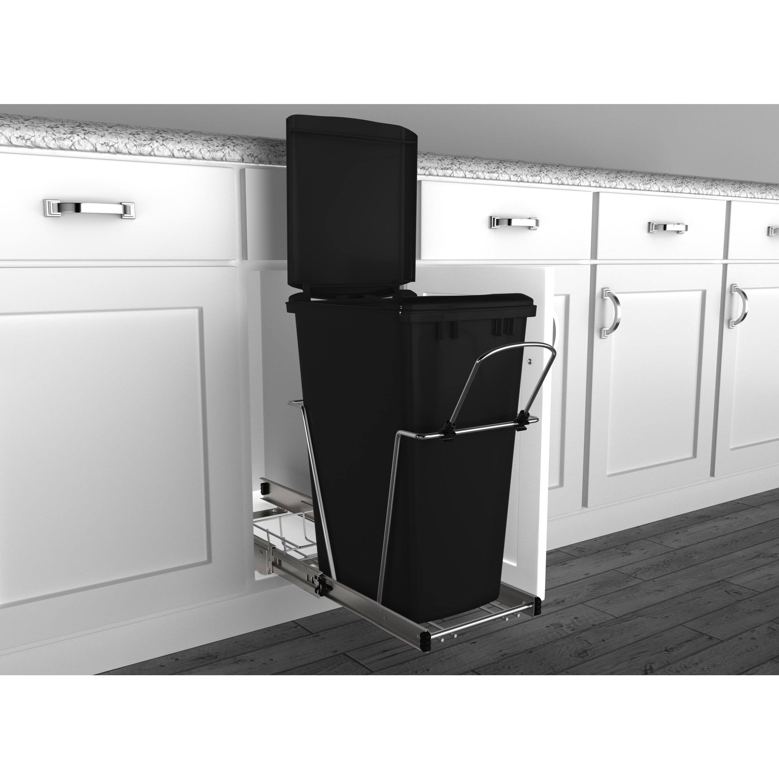35 Qrt Pull-Out Waste Container Black  10.63 in (270 mm) W x 22 in (559 mm) D x 19.25 in (489 mm) H
