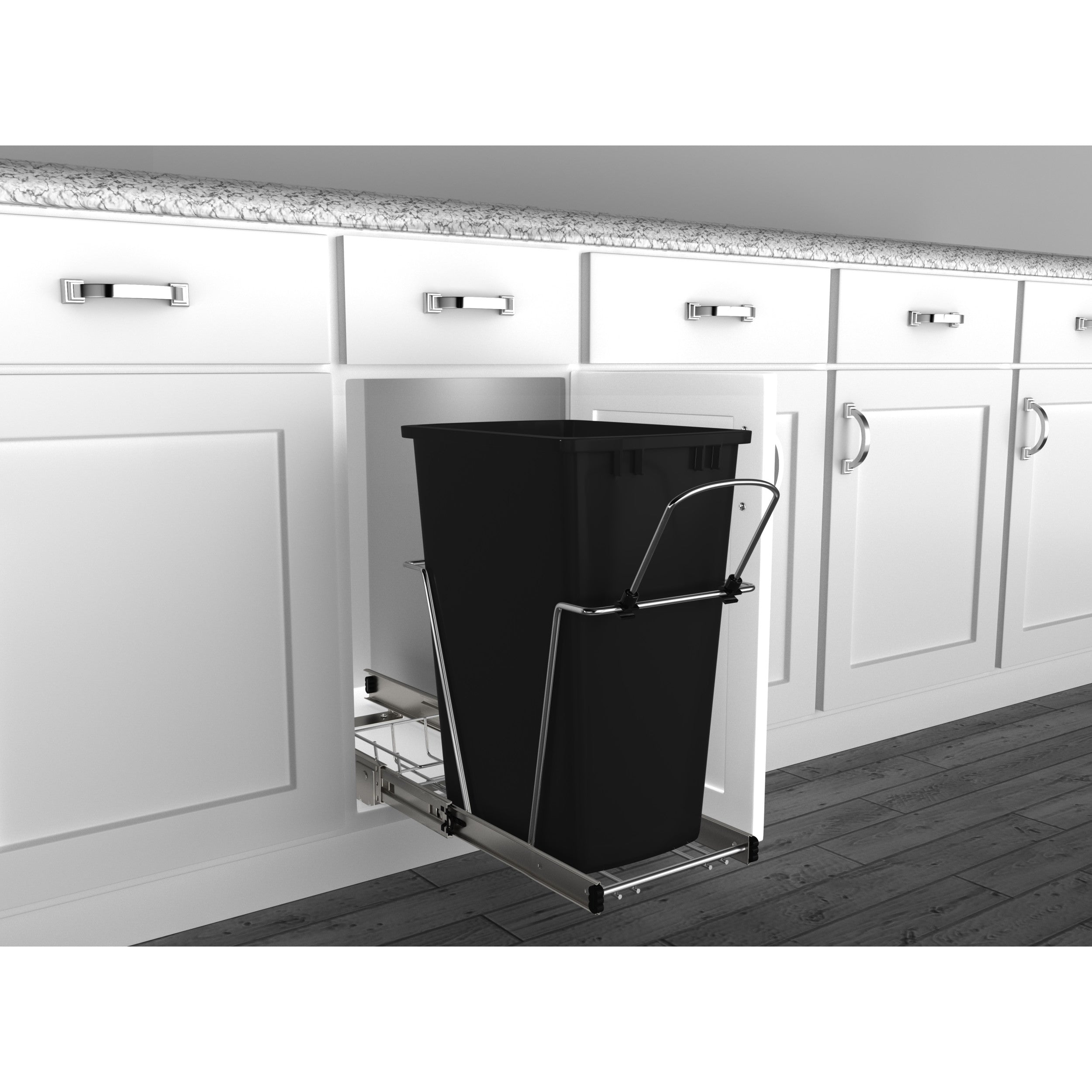 35 Qrt Pull-Out Waste Container Black  10.63 in (270 mm) W x 22 in (559 mm) D x 19.25 in (489 mm) H