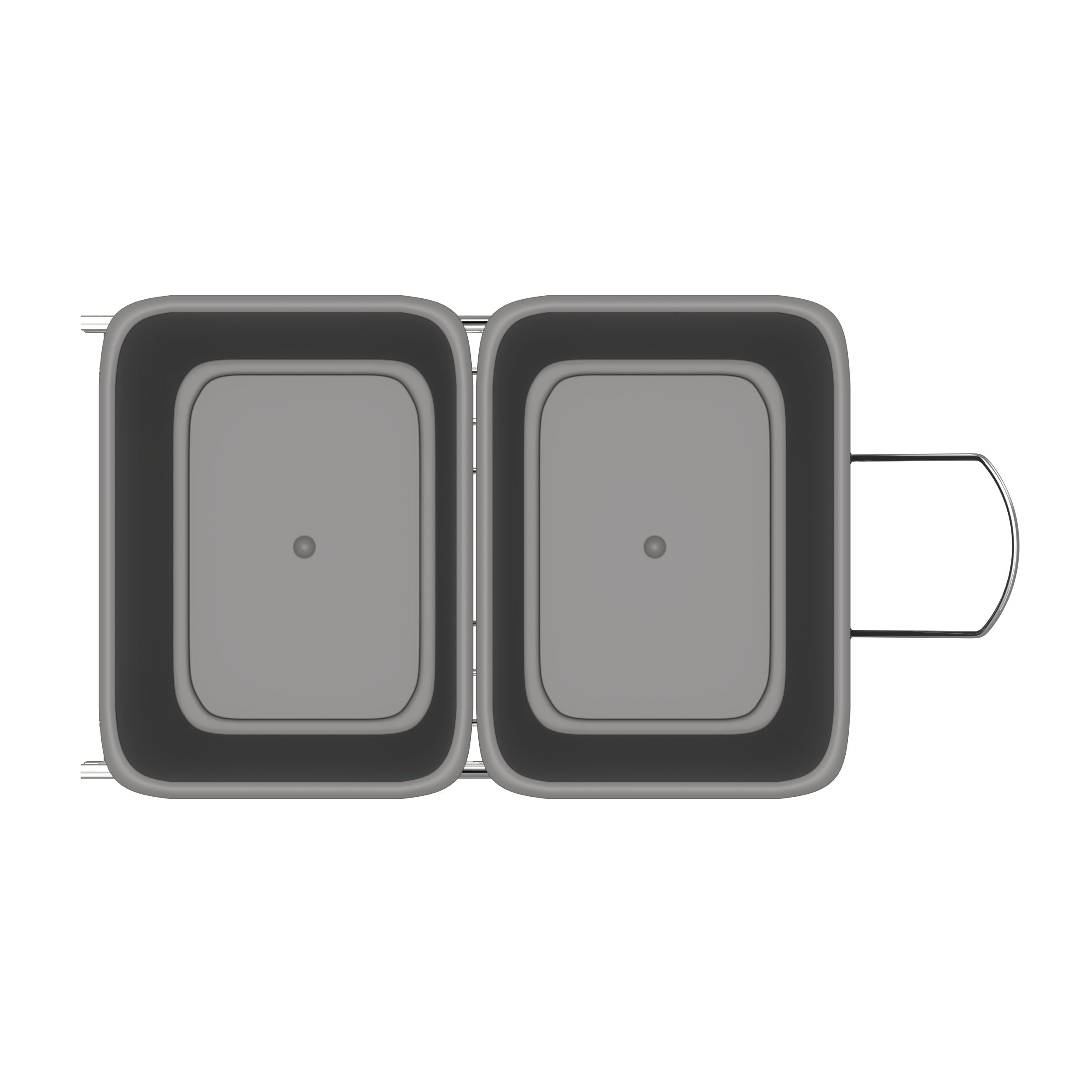 Double 35 Qrt Pull-Out Waste Containers Metallic Silver  14.38 in (365 mm) W x 22 in (559 mm) D x 19.25 in (489 mm) H