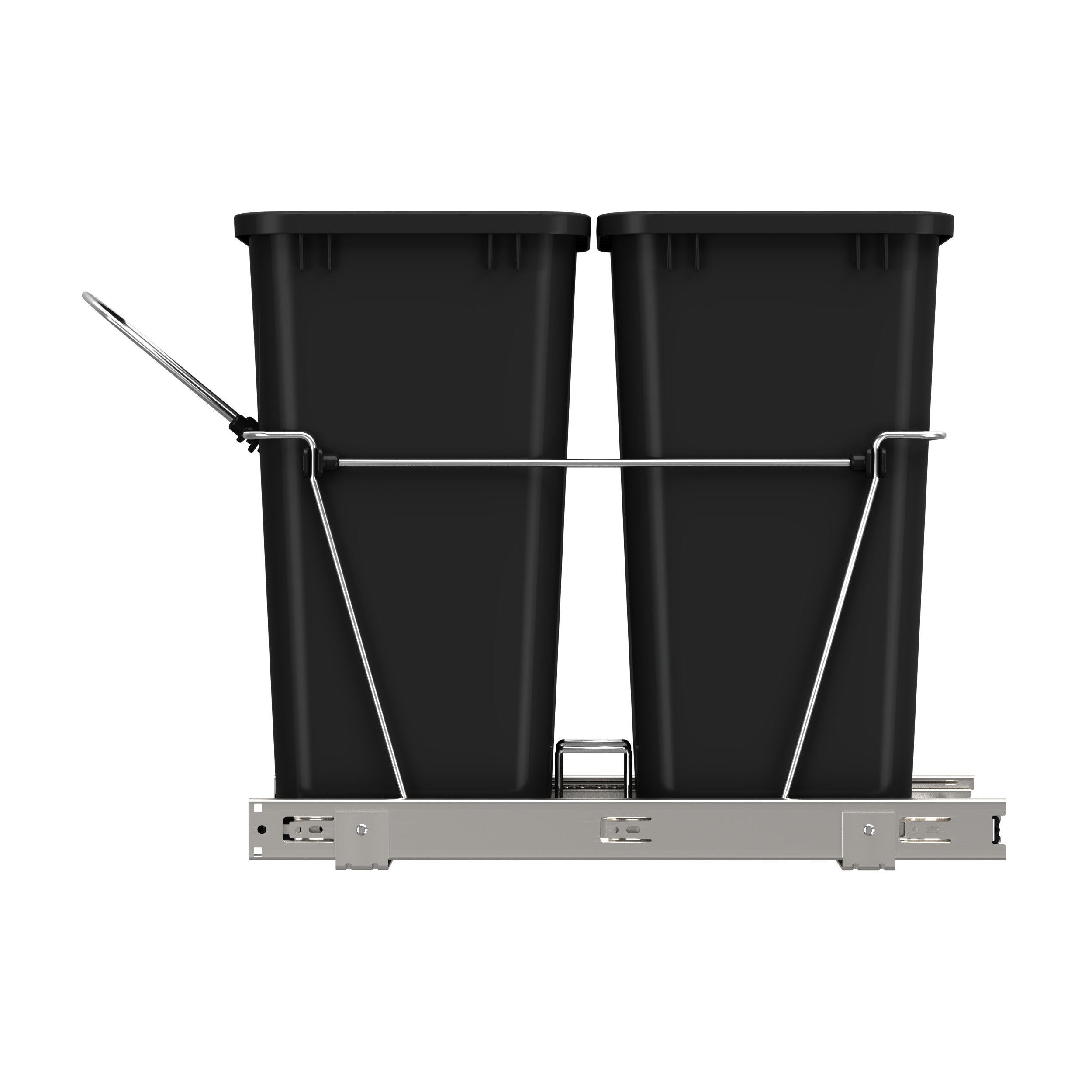 Double 35 Qrt Pull-Out Waste Containers Black  14.38 in (365 mm) W x 22 in (559 mm) D x 19.25 in (489 mm) H