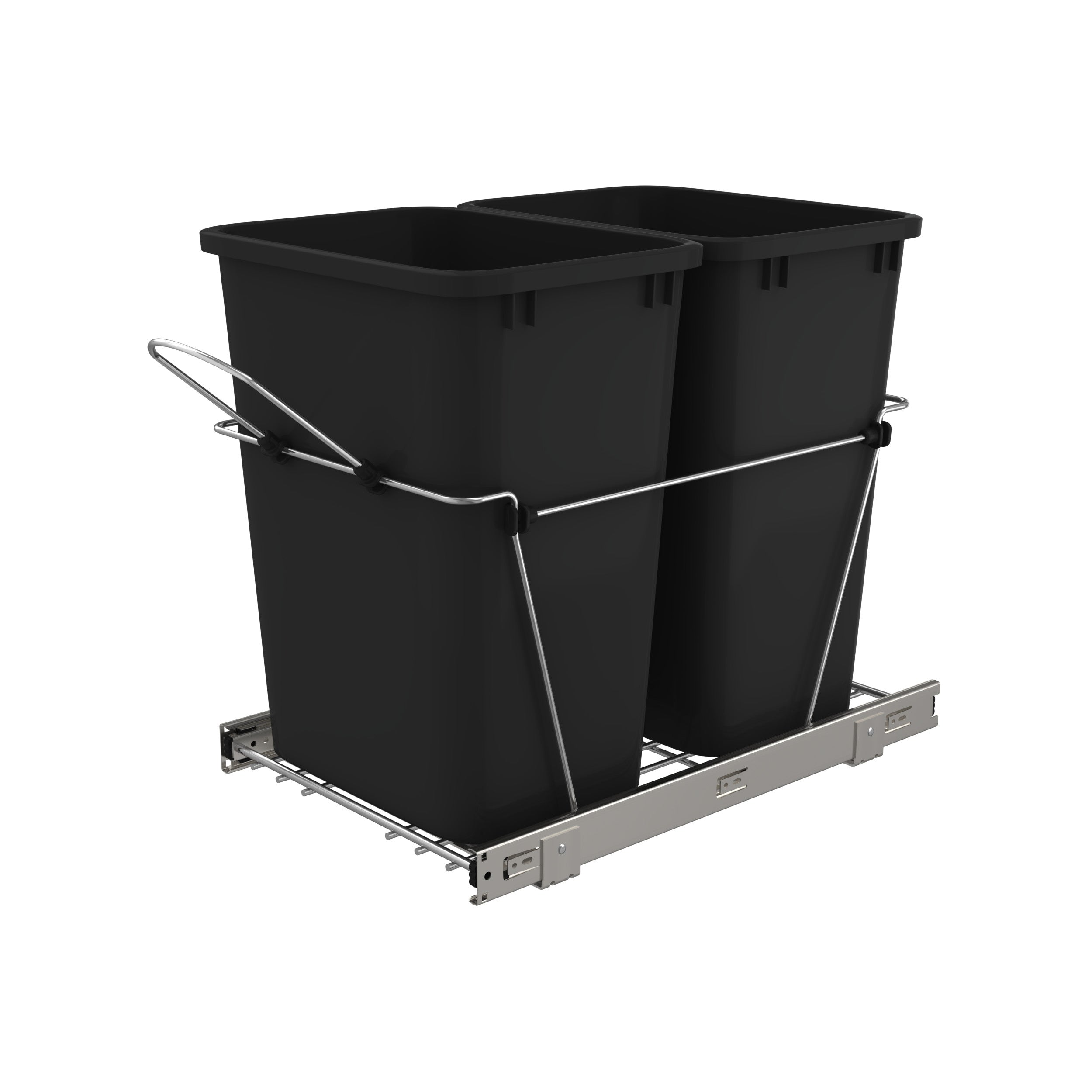 Double 35 Qrt Pull-Out Waste Containers Black  14.38 in (365 mm) W x 22 in (559 mm) D x 19.25 in (489 mm) H