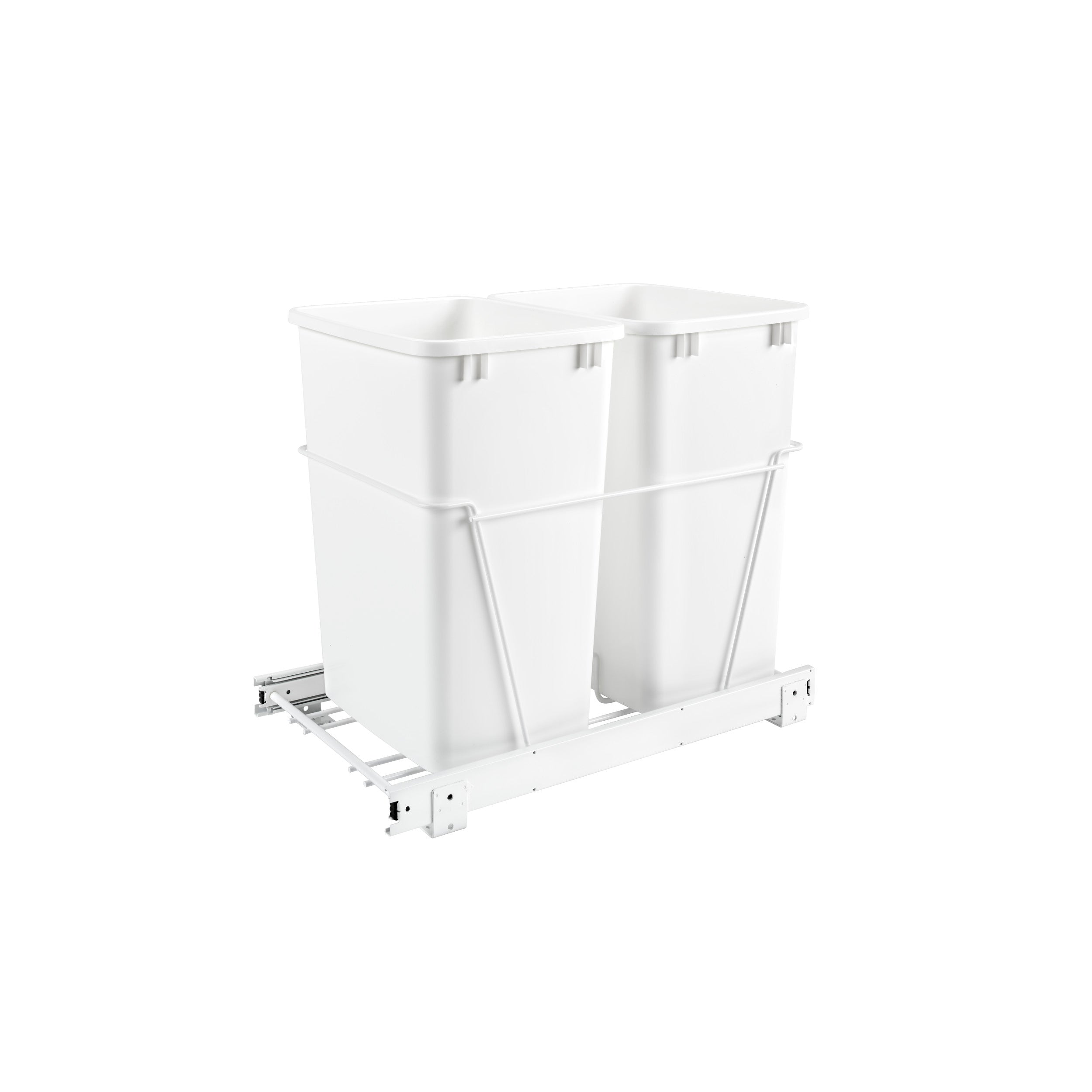Double 35 Qrt Pull-Out Waste Containers White  14.38 in (365 mm) W x 22 in (559 mm) D x 19.25 in (489 mm) H