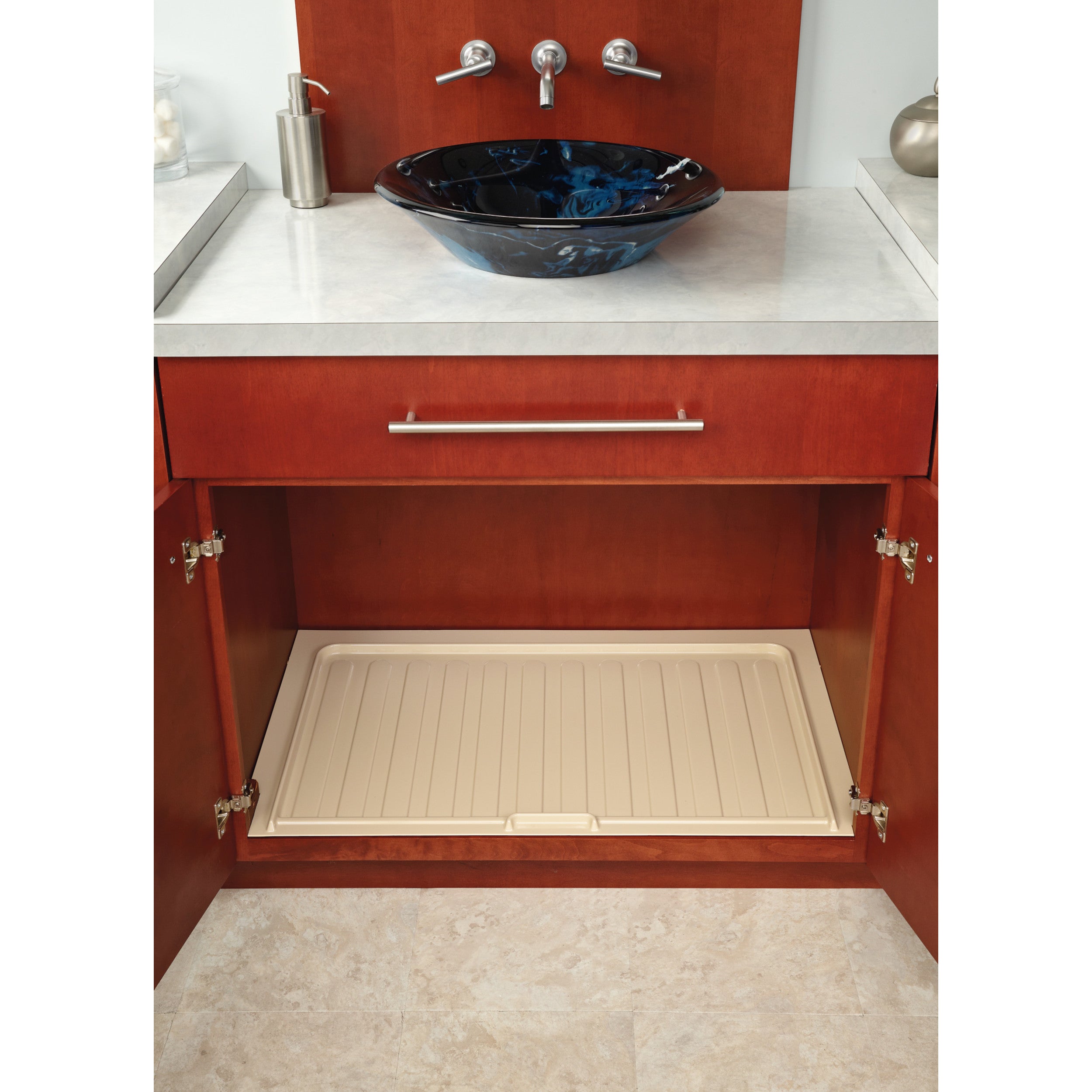 Small Almond Vanity Sink Base Drip Tray Almond  22.5 in (572 mm) W x 20.25 in (514 mm) D x 0.75 in (19 mm) H