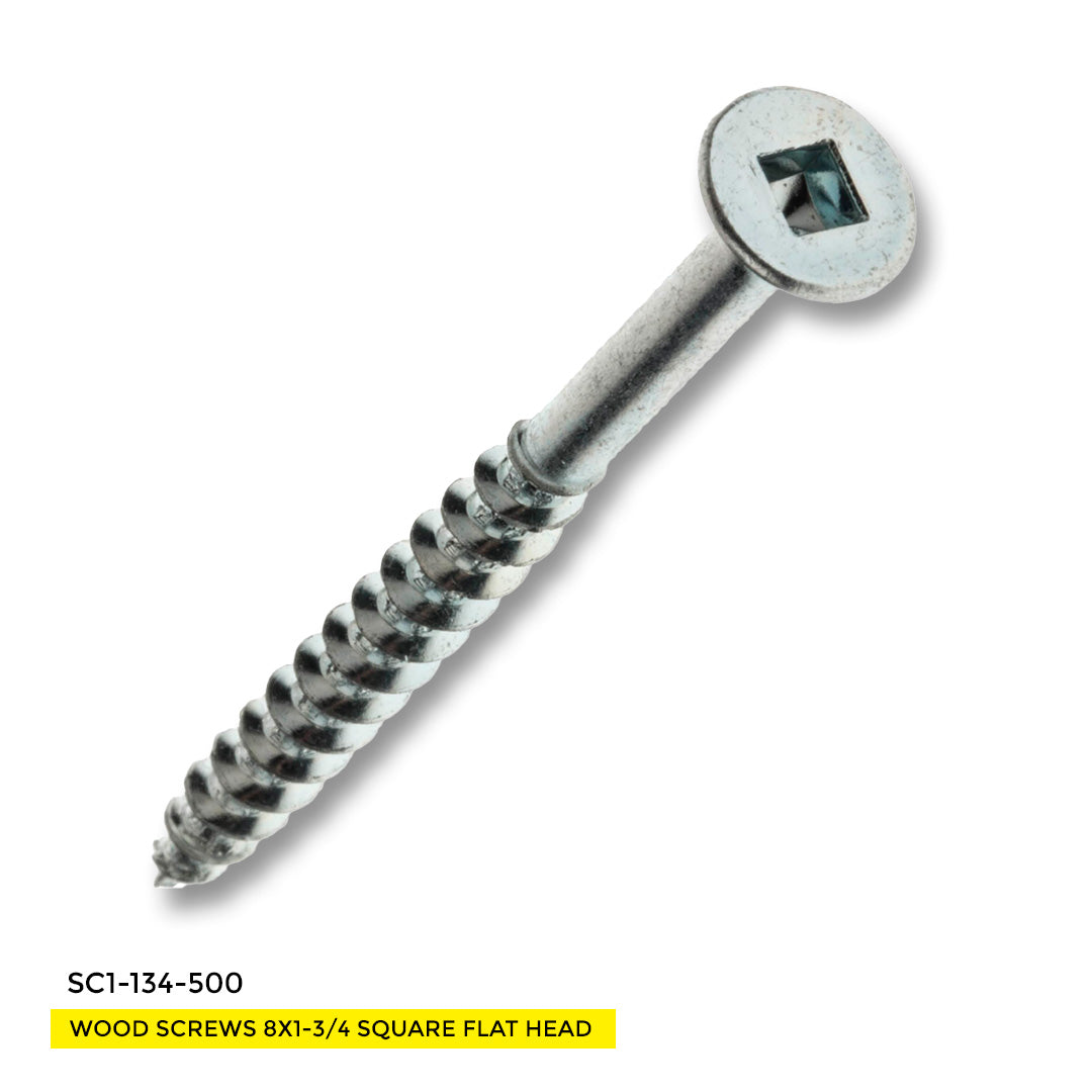 WOOD SCREWS IMEX SQUARE FLAT HEAD WITH NIBS #8 1-3/4" TYPE 17 COARSE ZINC 500 BOX